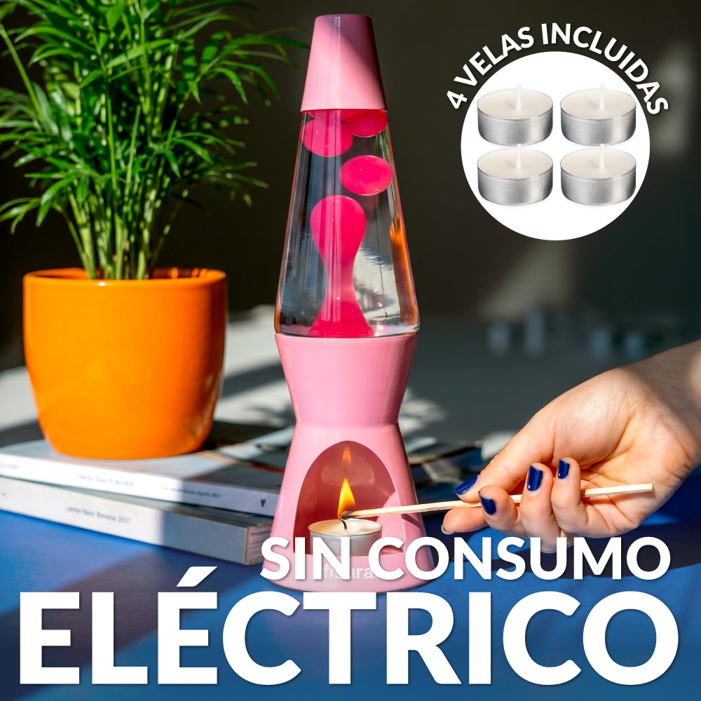 Lámpara de lava vela rosa
