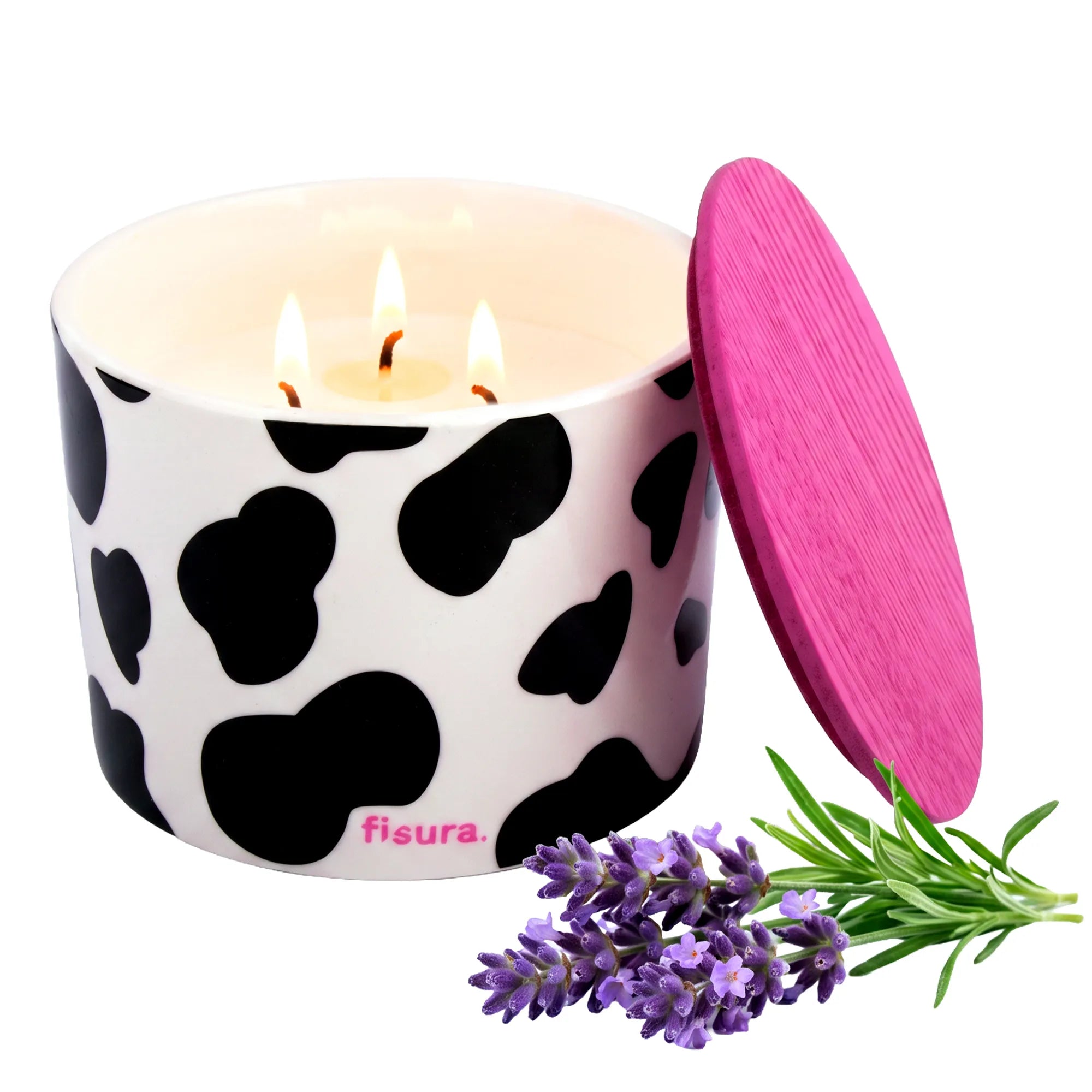 Candela in ceramica con coperchio “Vaca” – lavanda