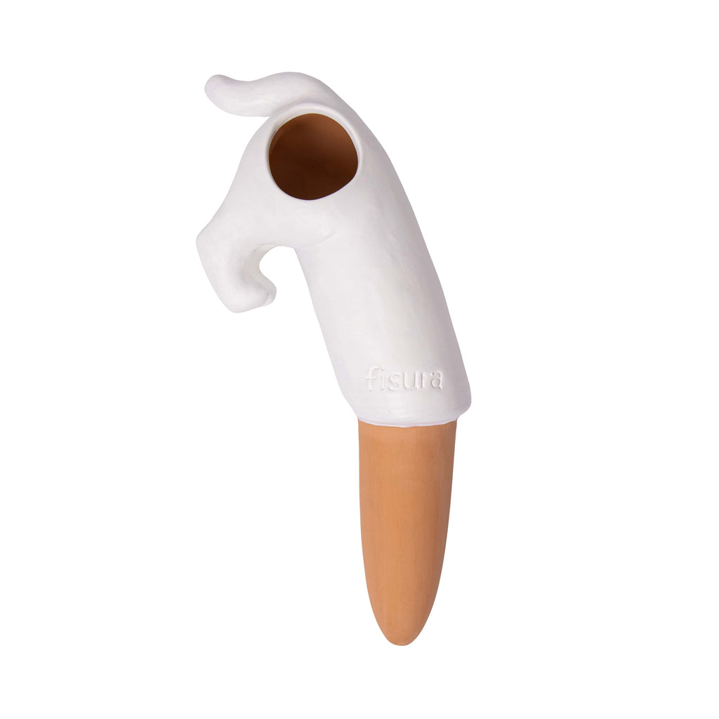 Autorriego perro blanco