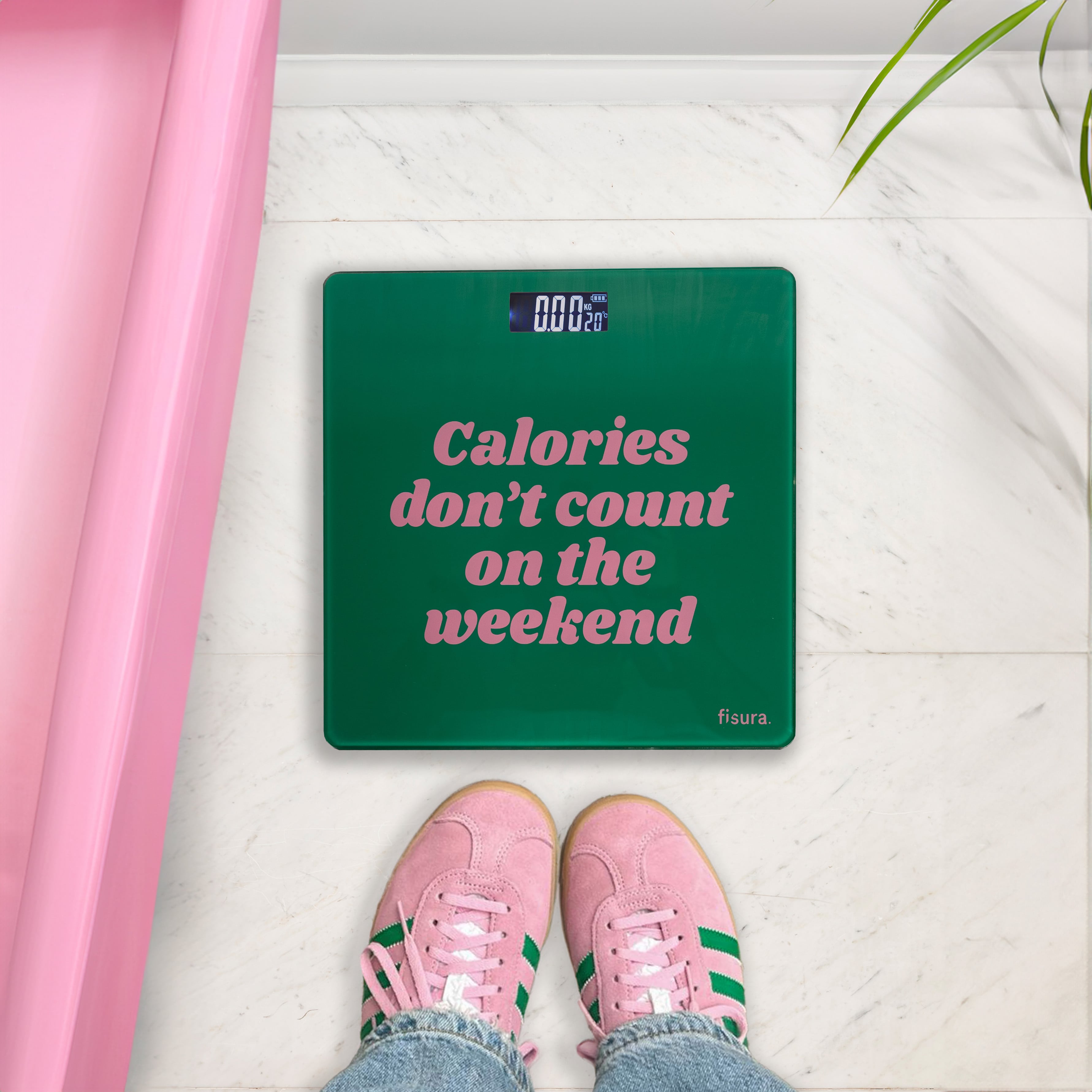 Báscula de baño “calories don't count on the weekend"