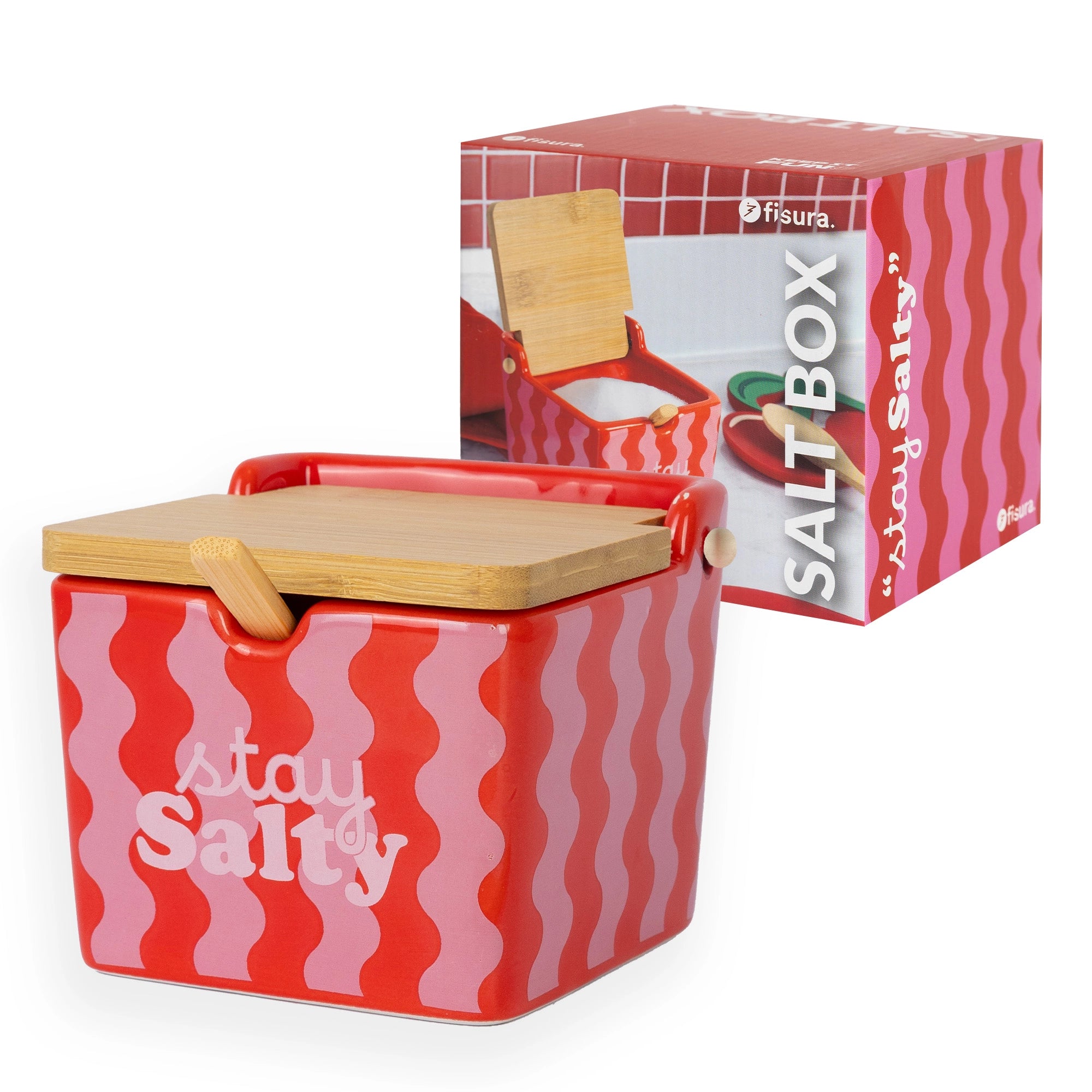 Salero “Stay salty” rosa y rojo