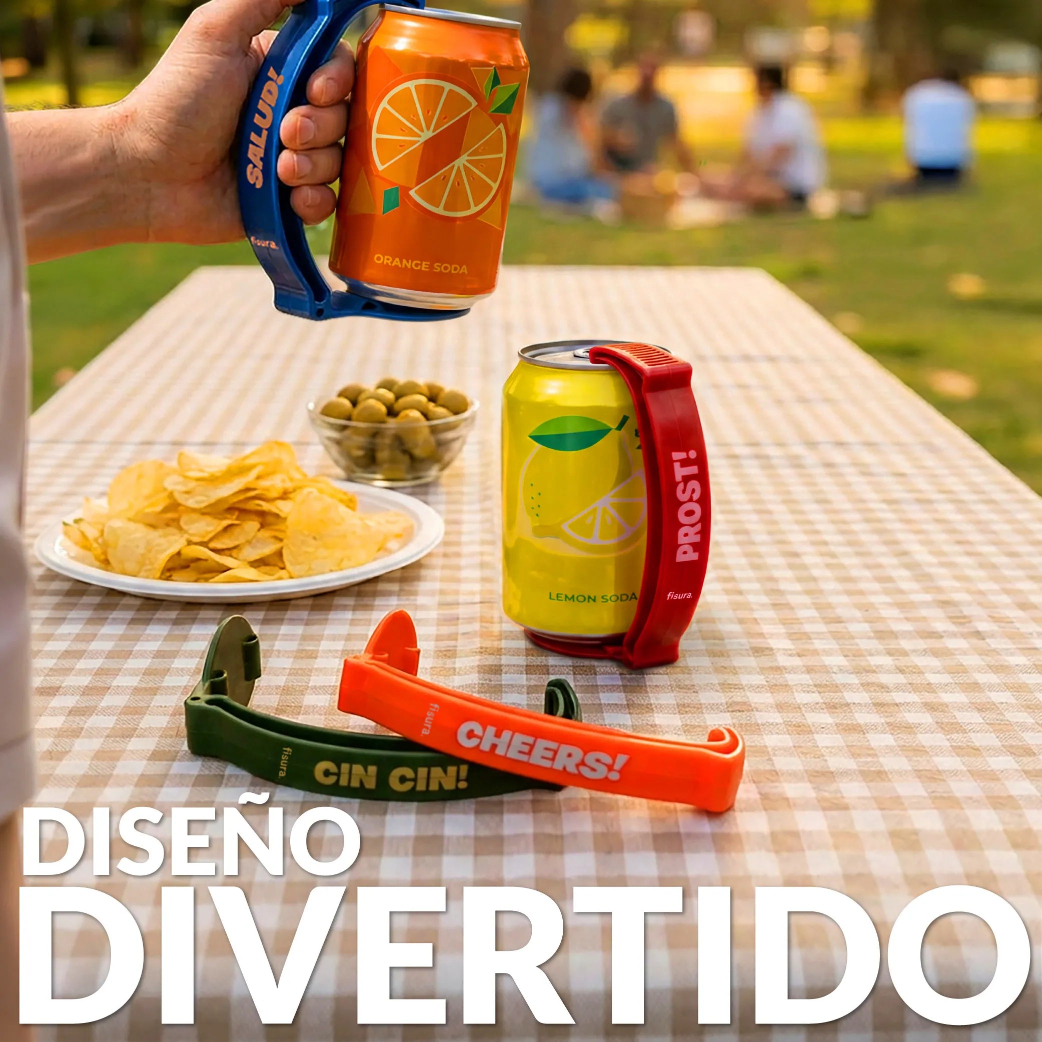 Asa para latas set de 4 “cheers!, salud!, cin cin!, prost!”