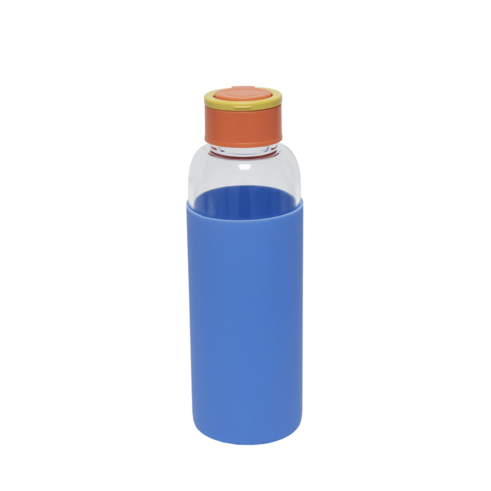 Botella de agua de cristal Eco Friendly Azul