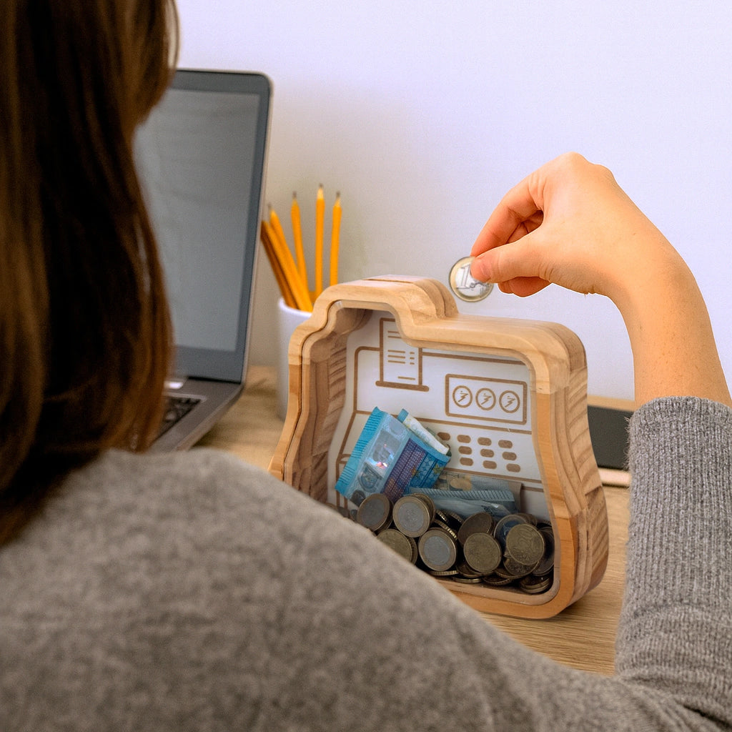 Hucha de madera “Caja registradora”