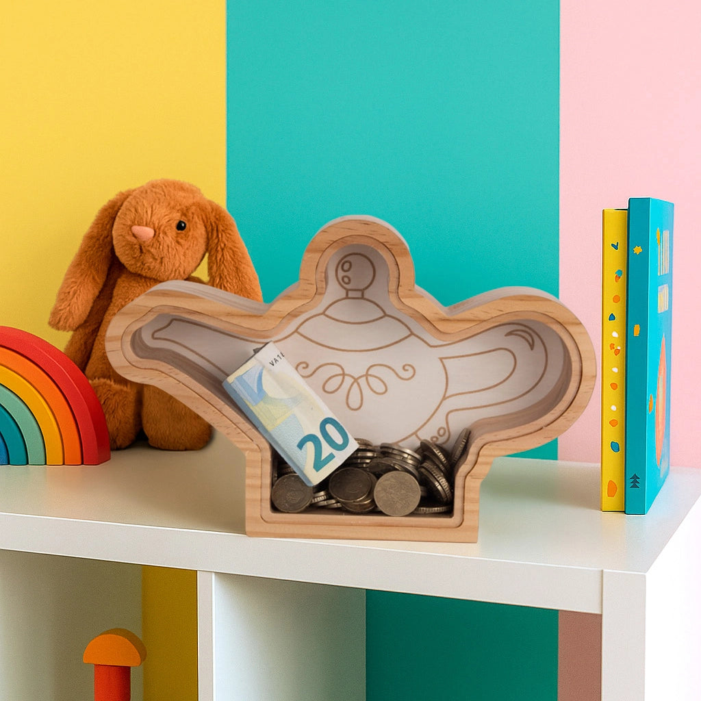 Hucha de madera “Lámpara mágica”