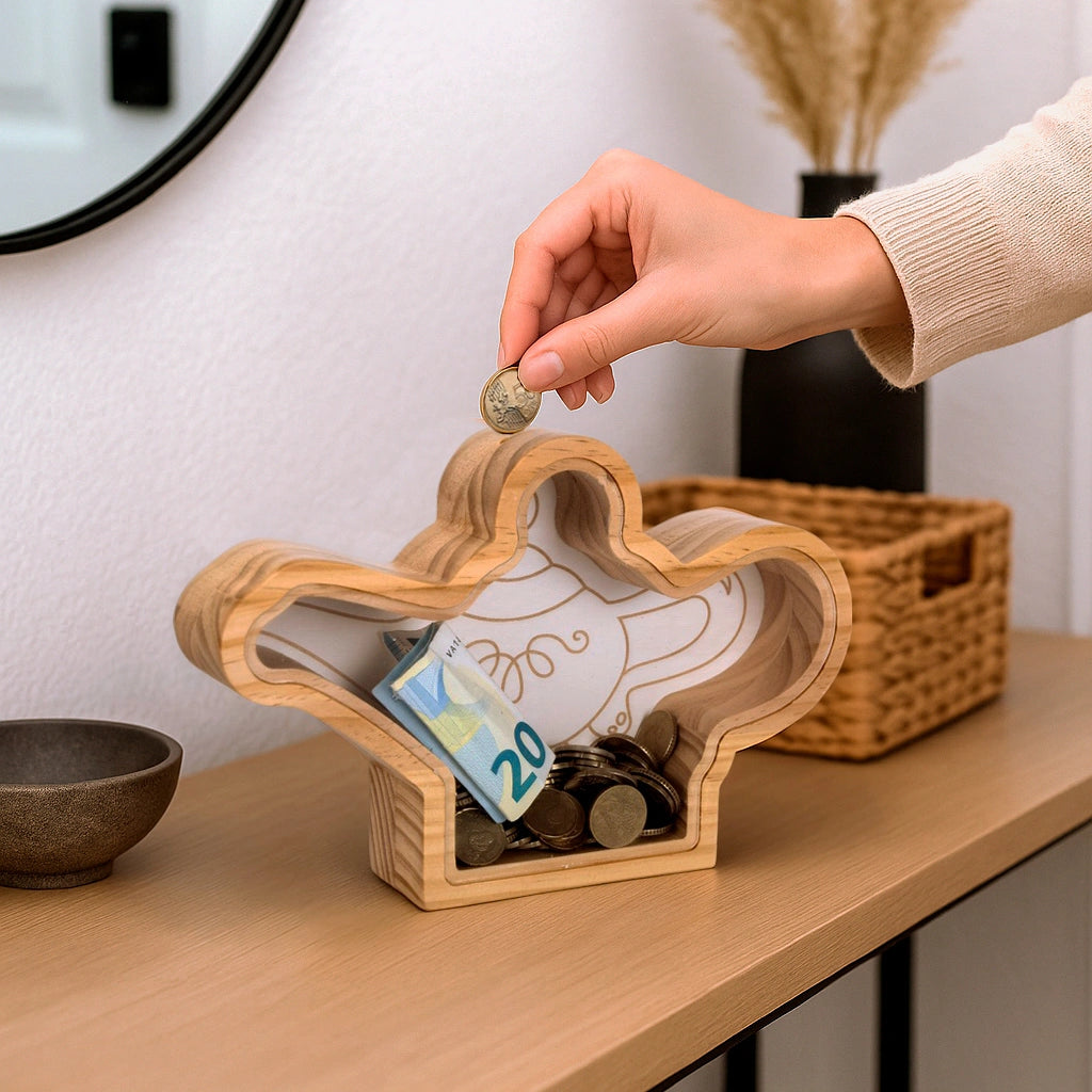 Hucha de madera “Lámpara mágica”