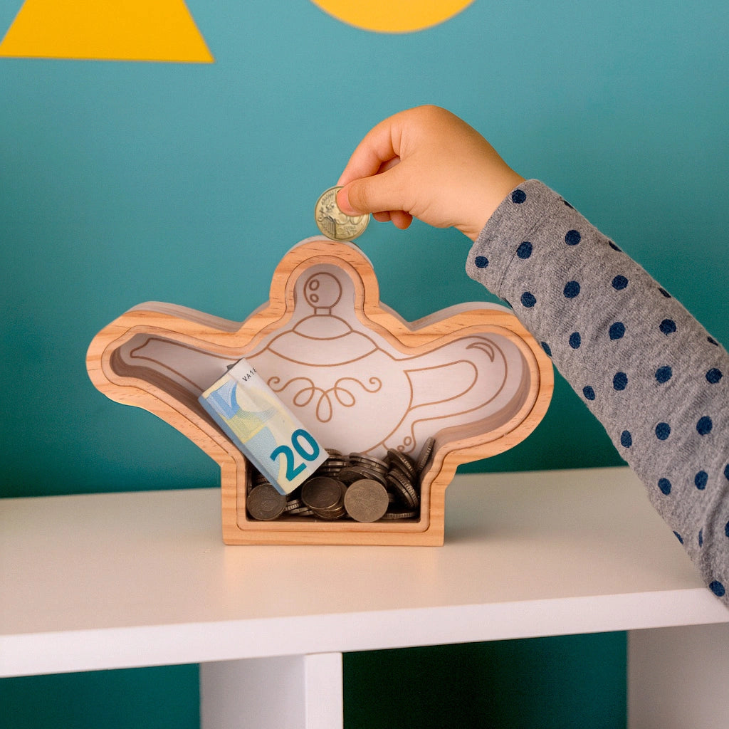 Hucha de madera “Lámpara mágica”