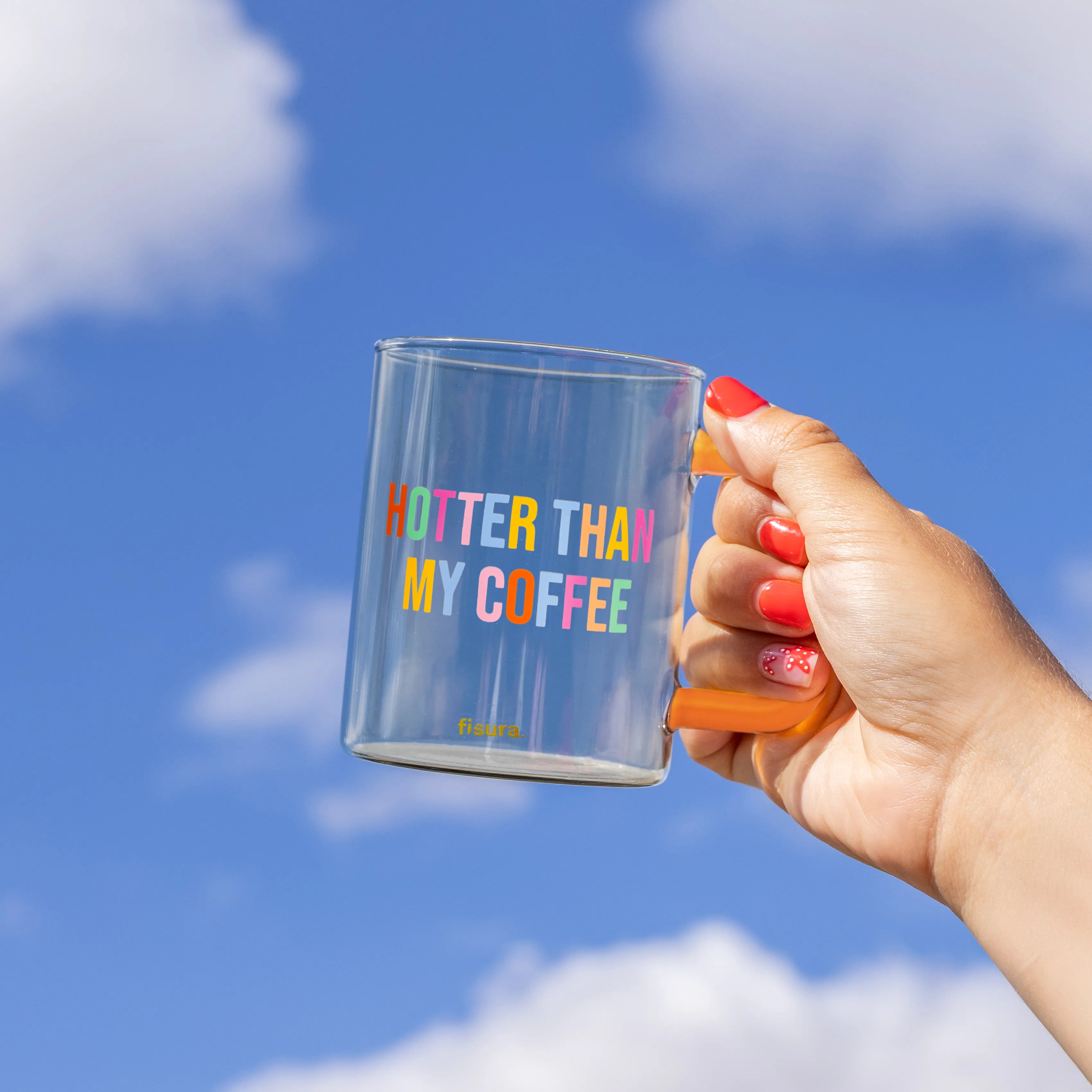 Taza cristal "hotter than my coffee" multicolor