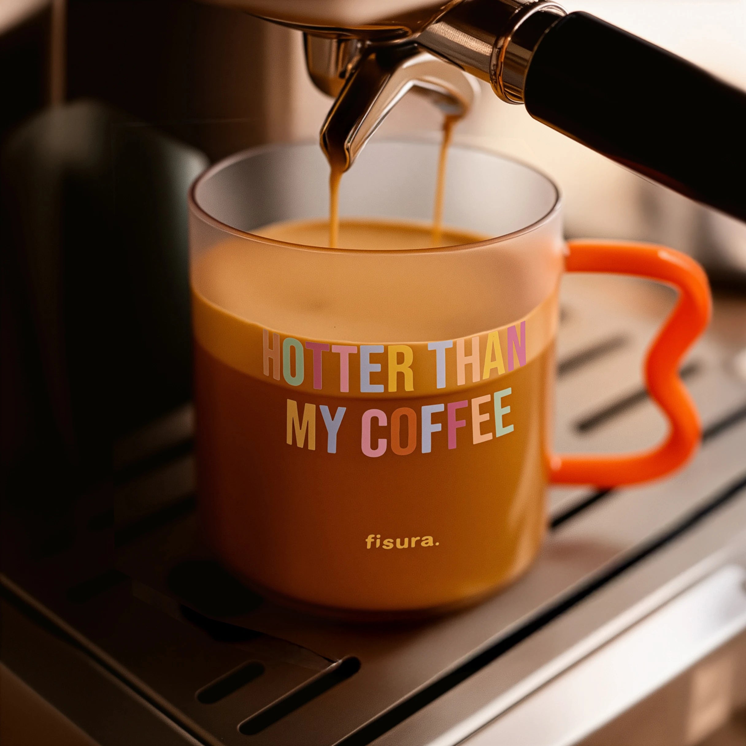 Taza cristal "hotter than my coffee" multicolor