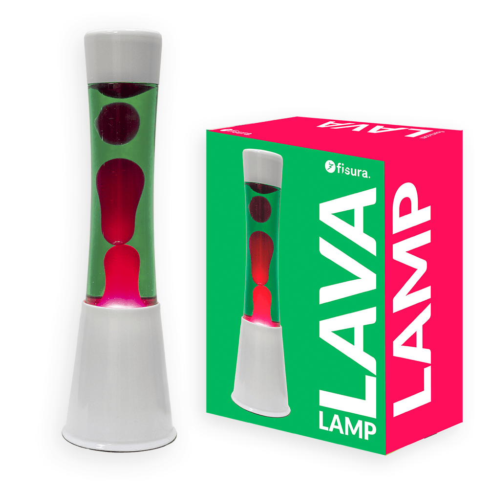 Lámpara de lava verde y rosa