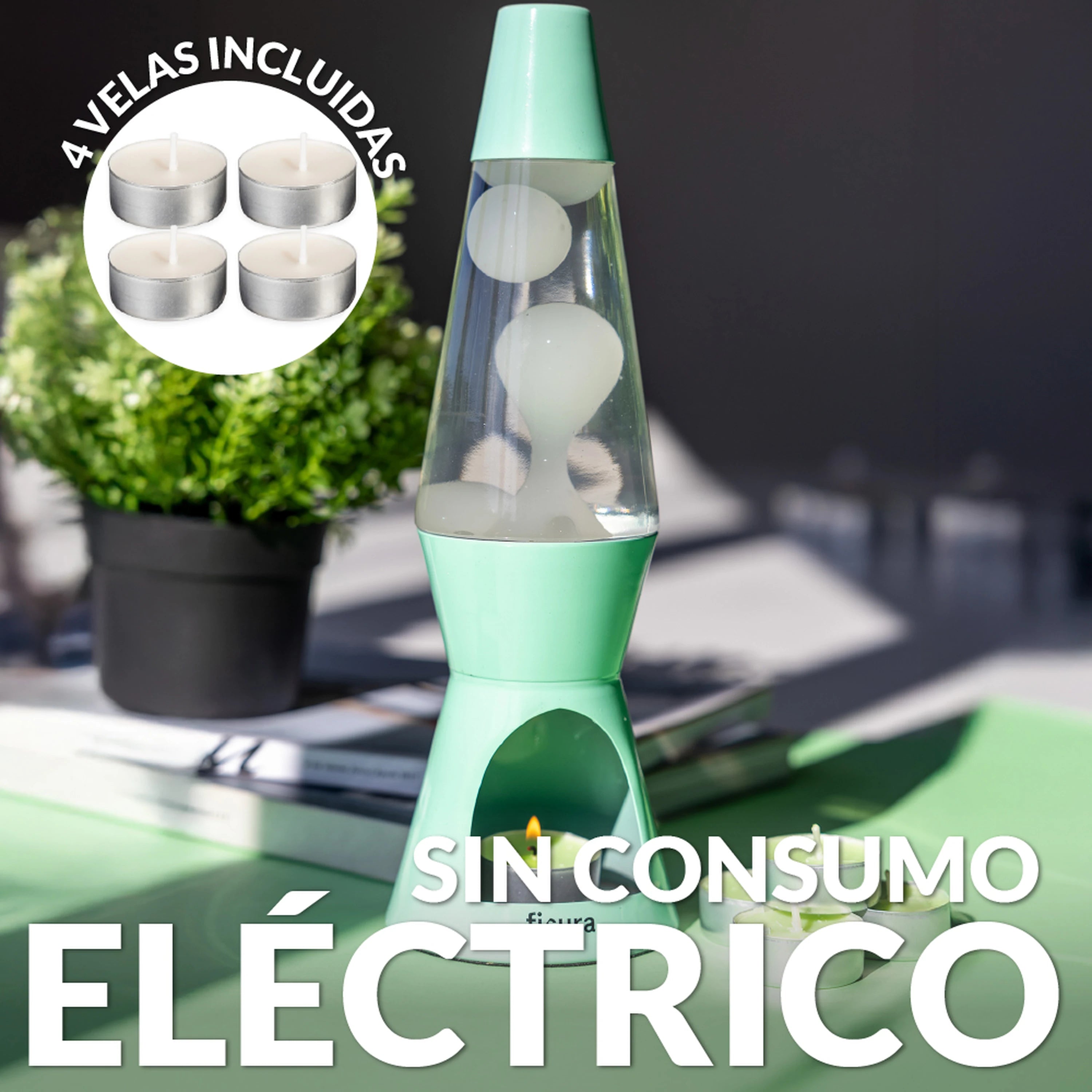 Lámpara de lava vela menta