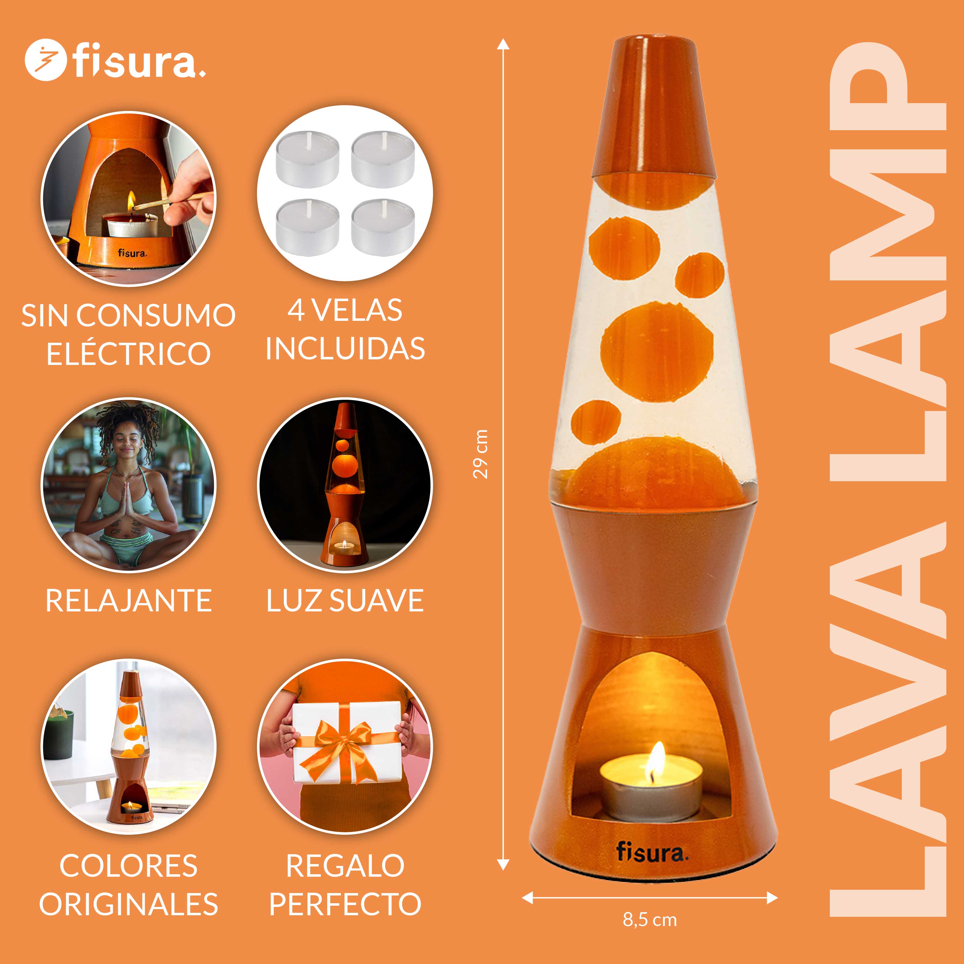 Lámpara de lava vela terracota