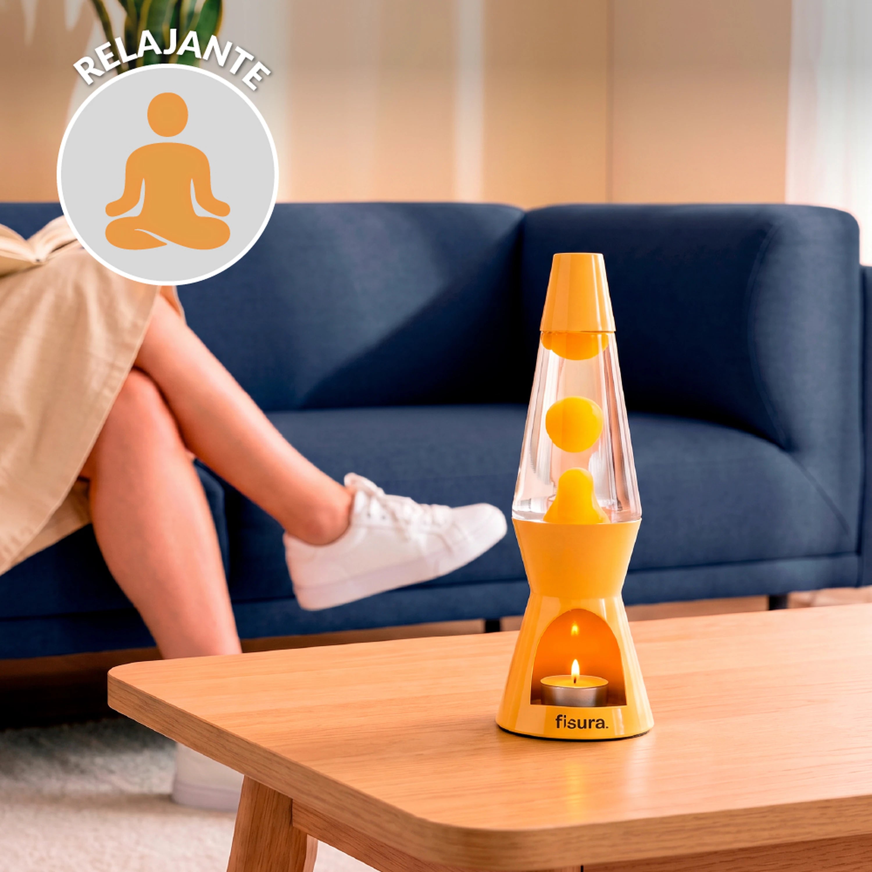 Lámpara de lava vela amarilla