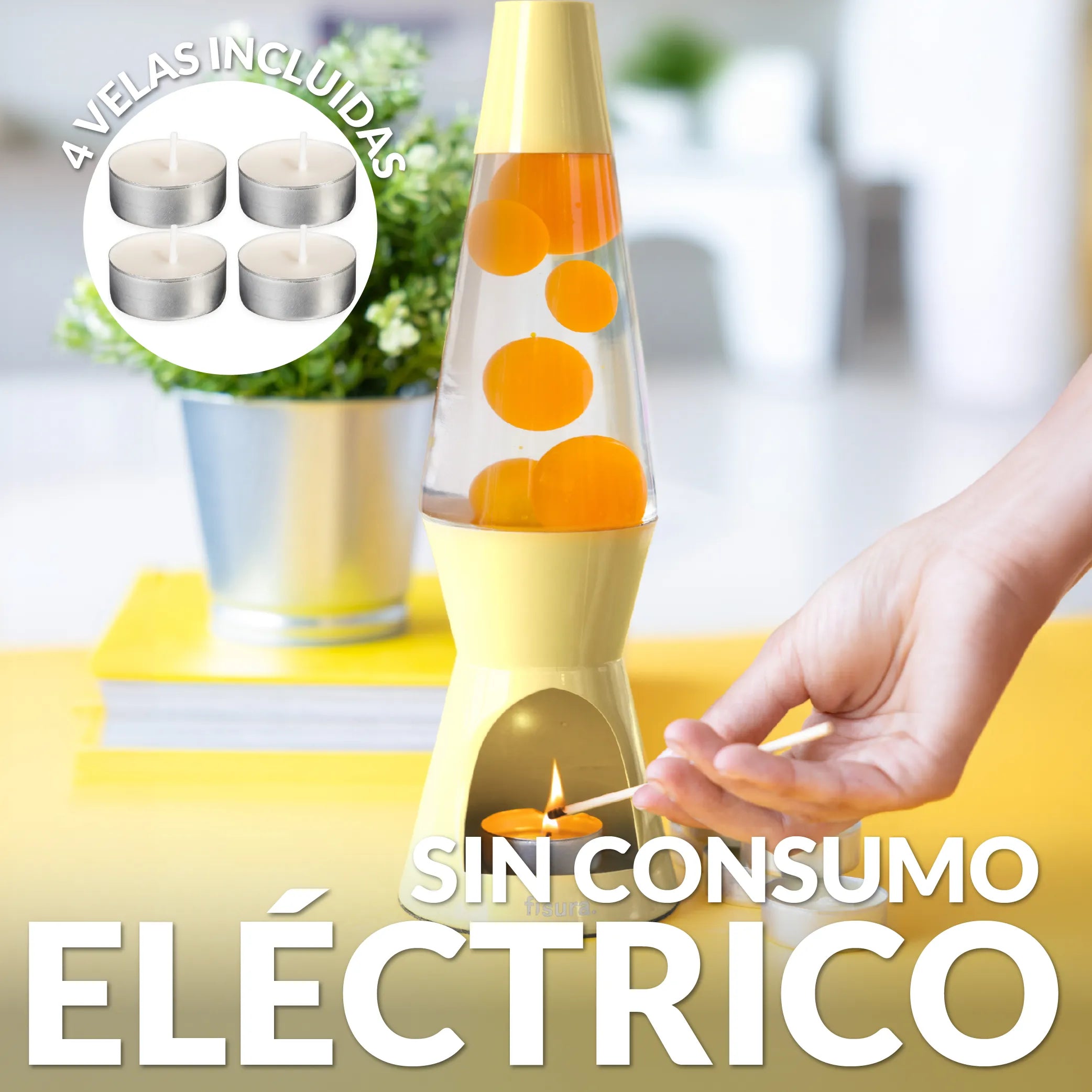 Lámpara de lava vela amarilla