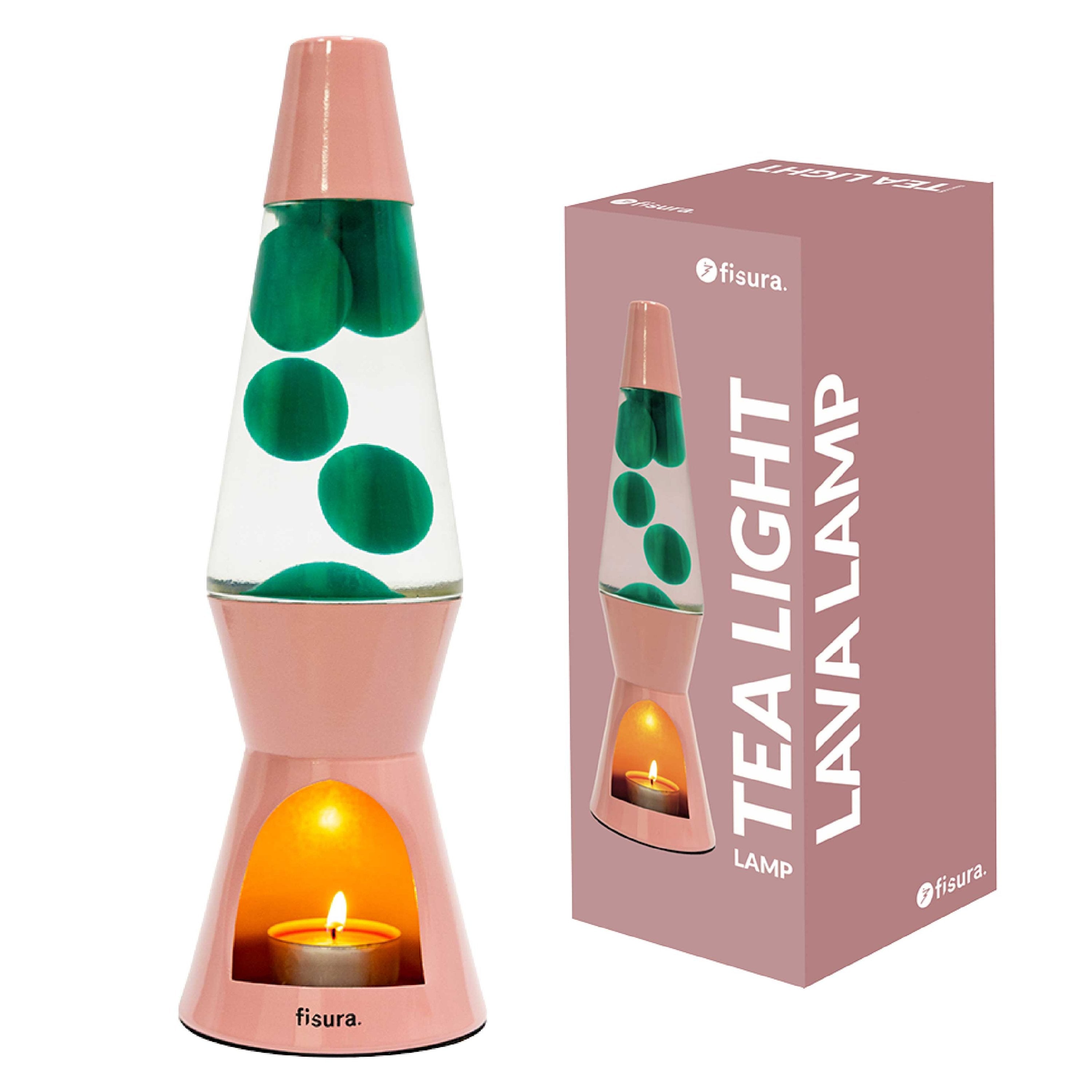 Lámpara de lava vela verde y rosa