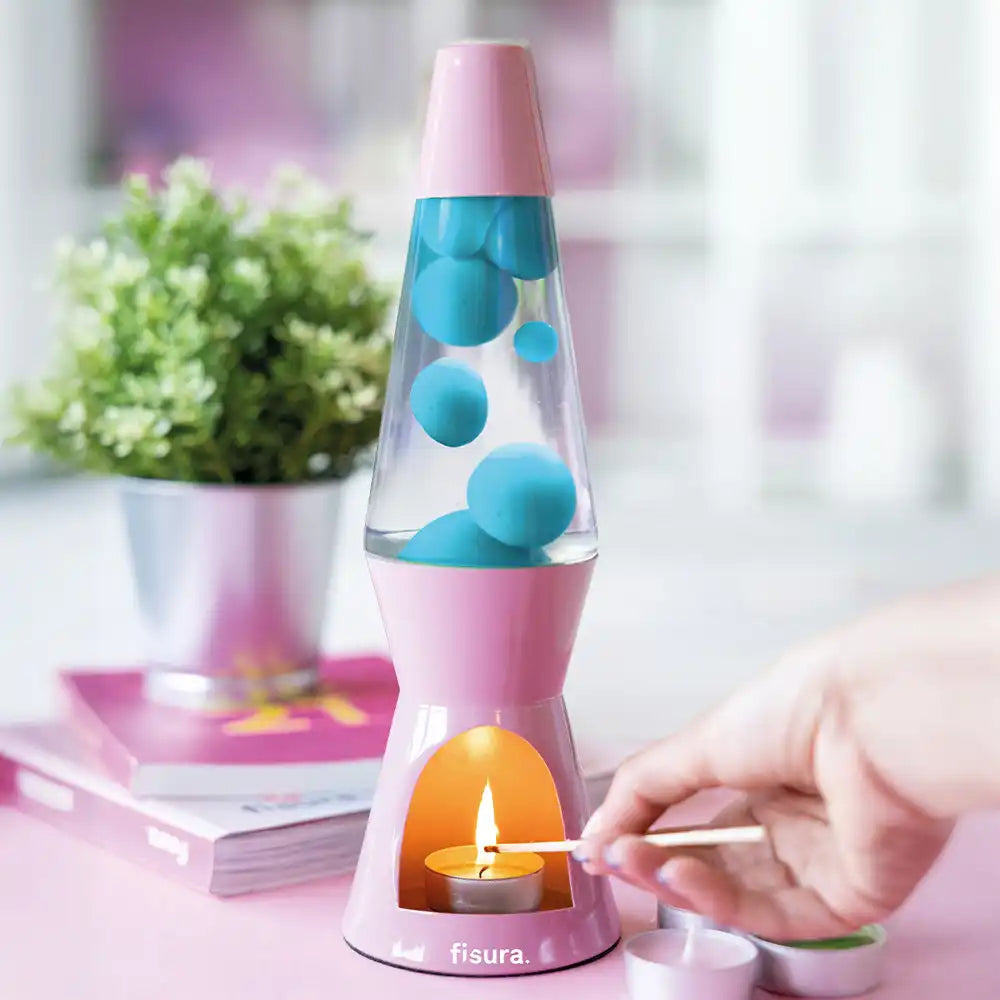 Lámpara de lava vela verde y rosa