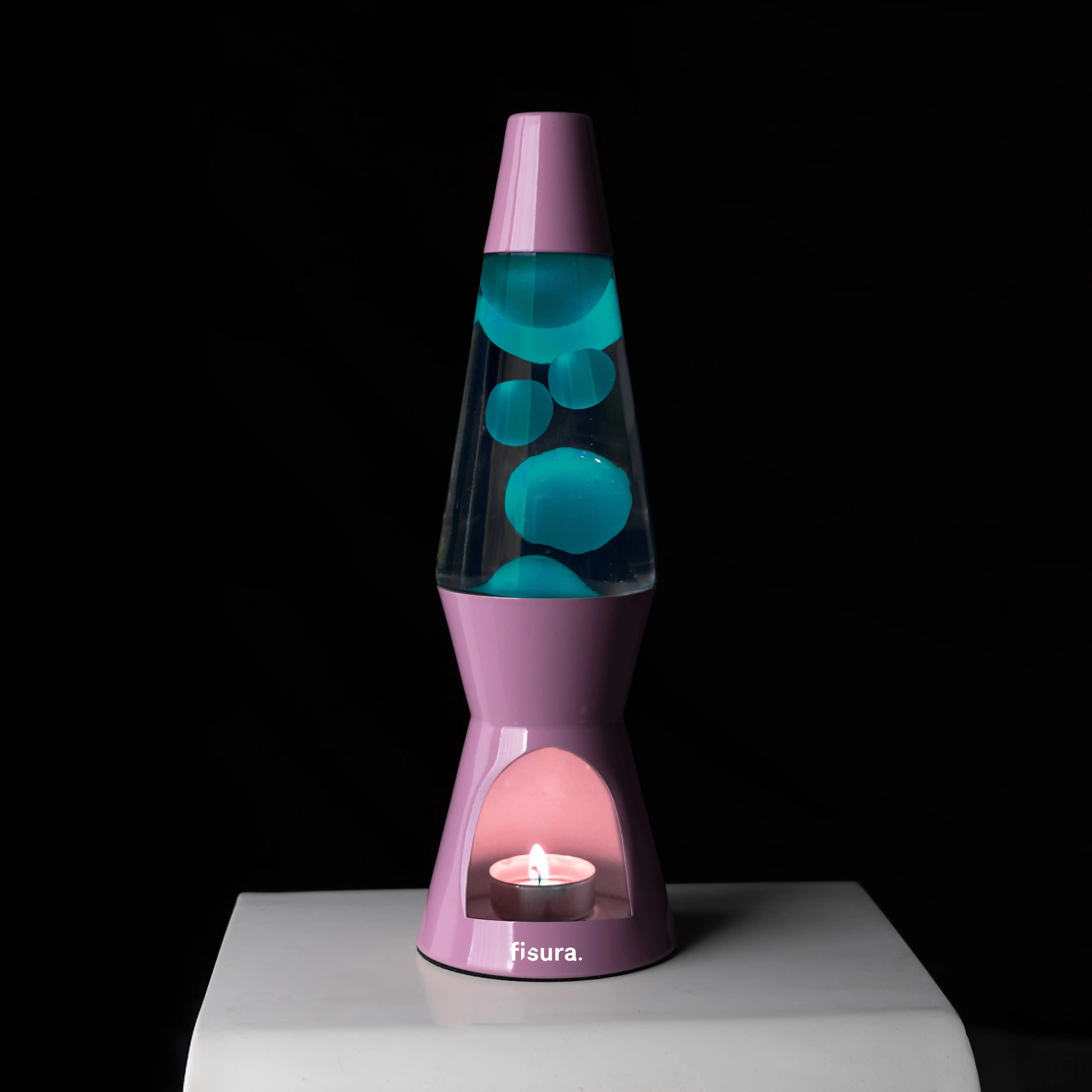 Lámpara de lava vela verde y rosa