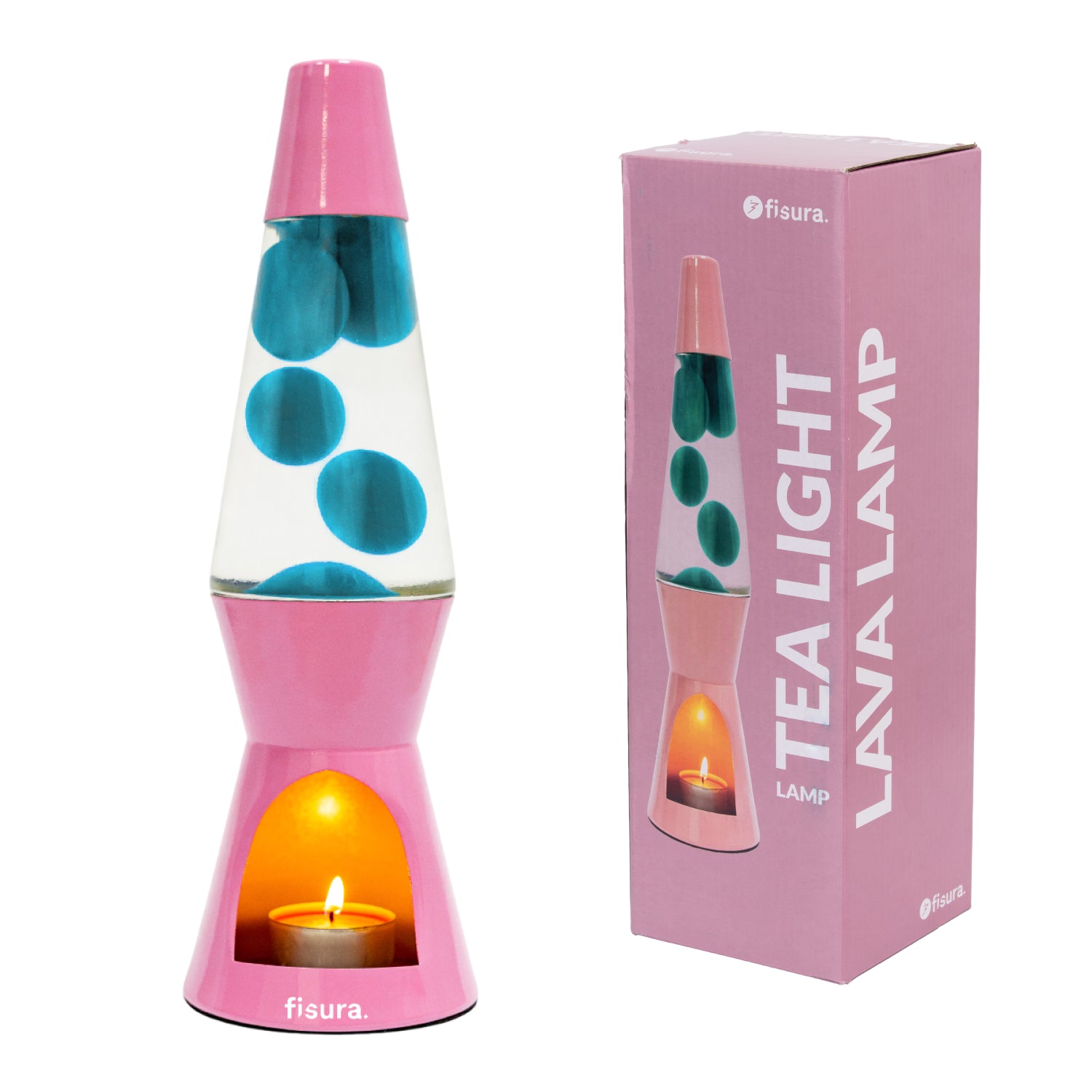 Lámpara de lava vela verde y rosa