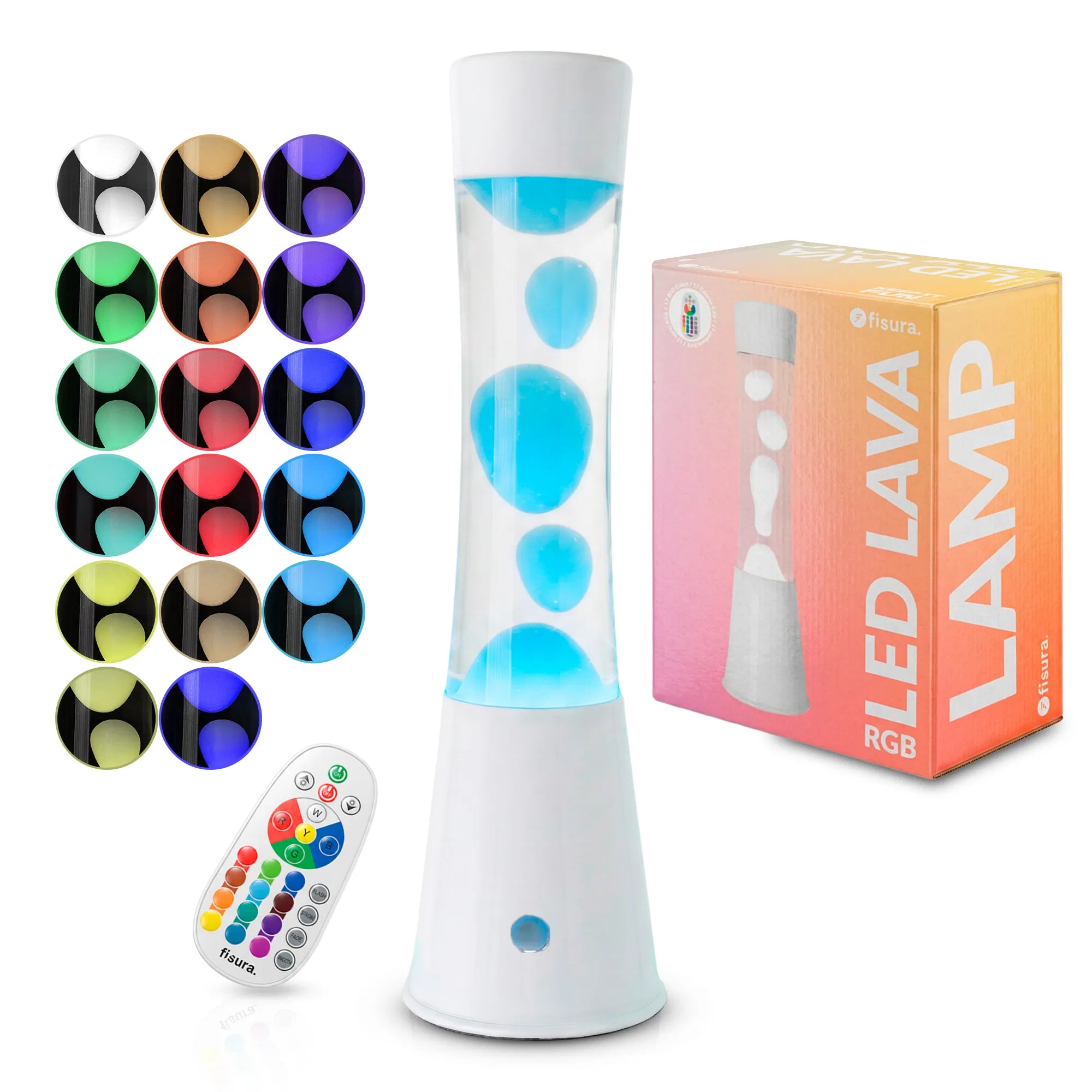 Lampara de lava tower 2.0 LED RGB blanca