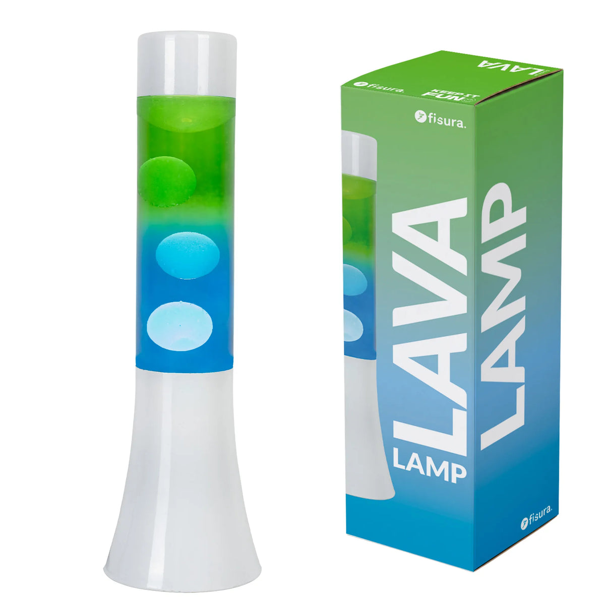 Lámpara de lava degradada azul y verde de 30 cm