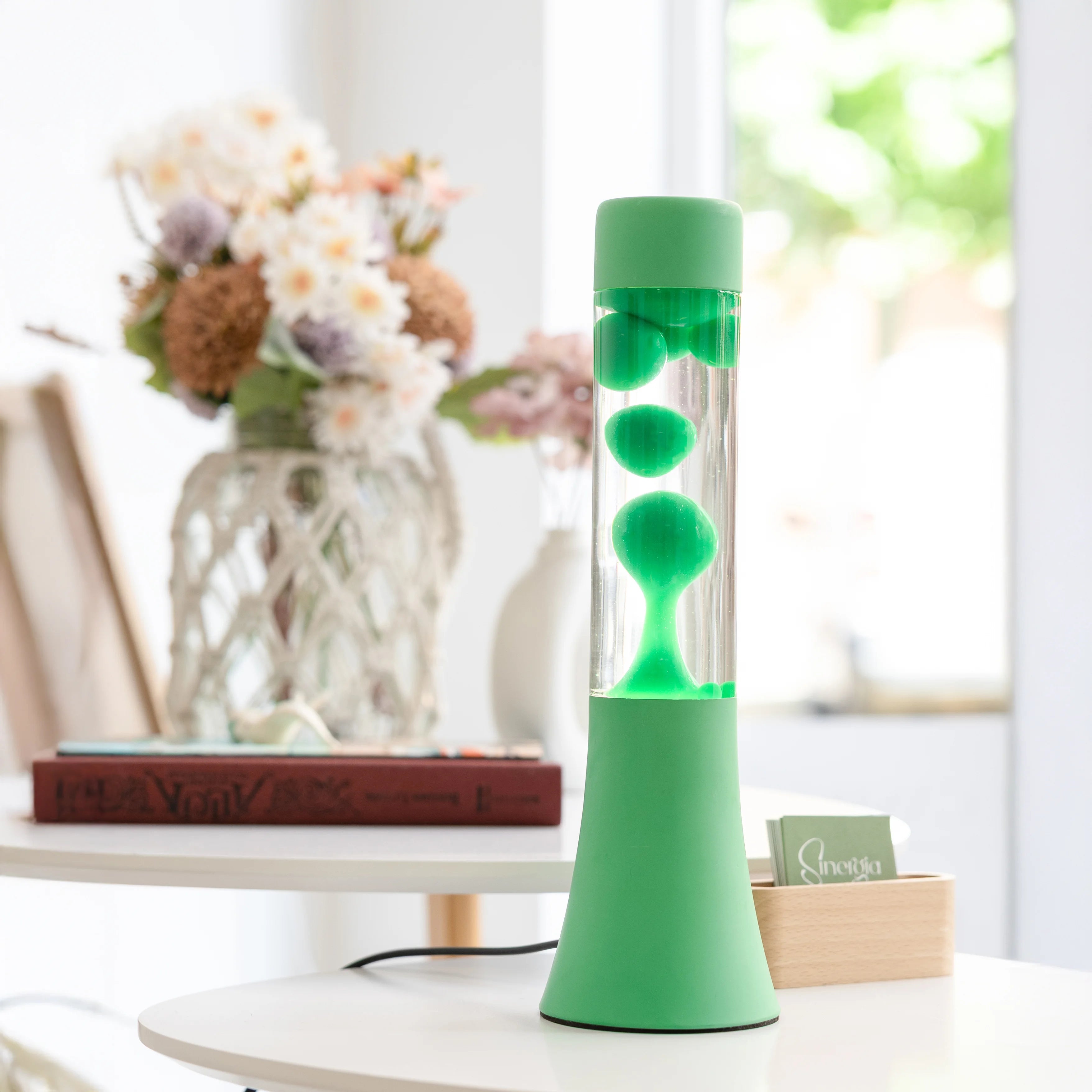 Lámpara de lava monocromática verde de 30 cm