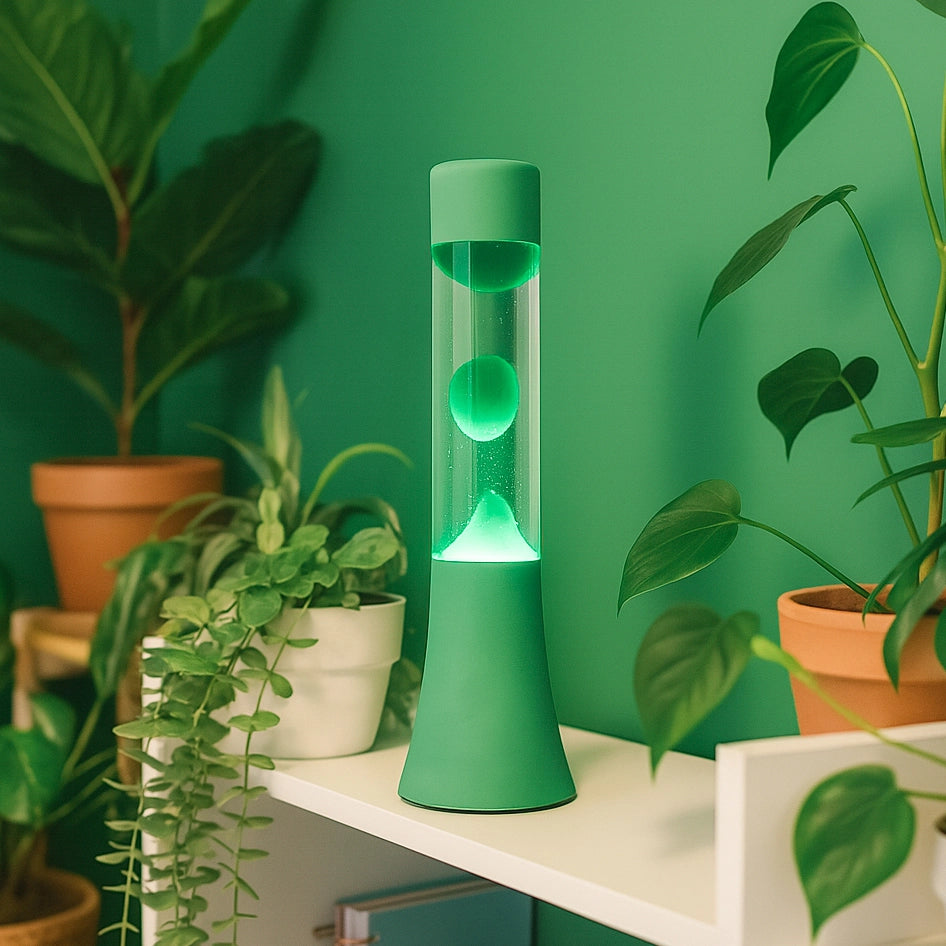Lámpara de lava monocromática verde de 30 cm