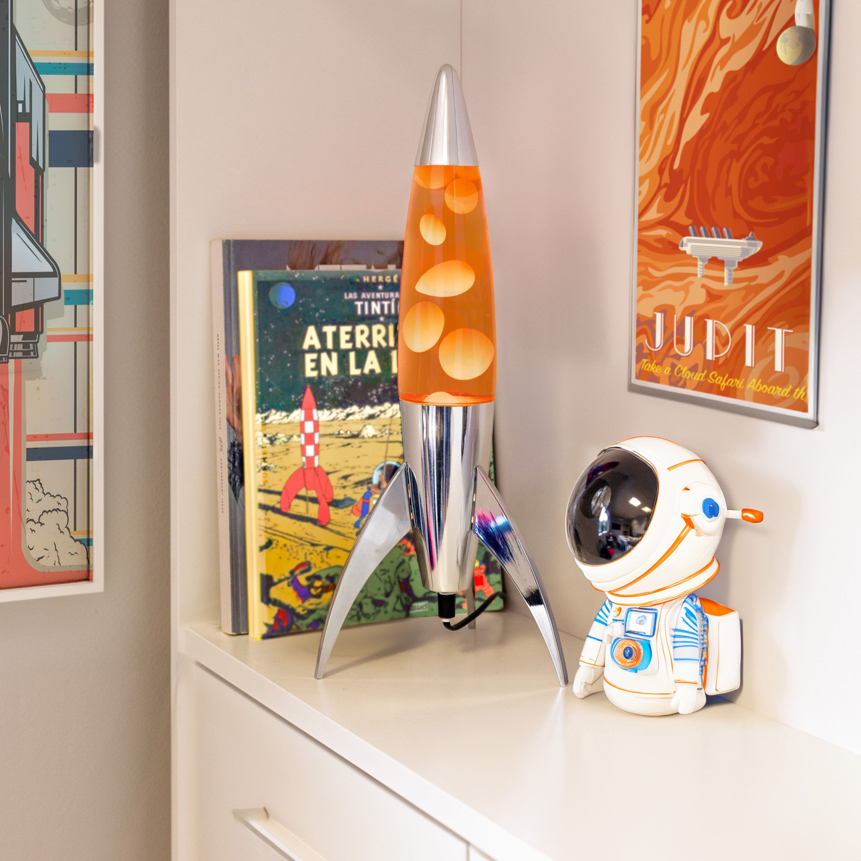 Lámpara de lava rocket naranja