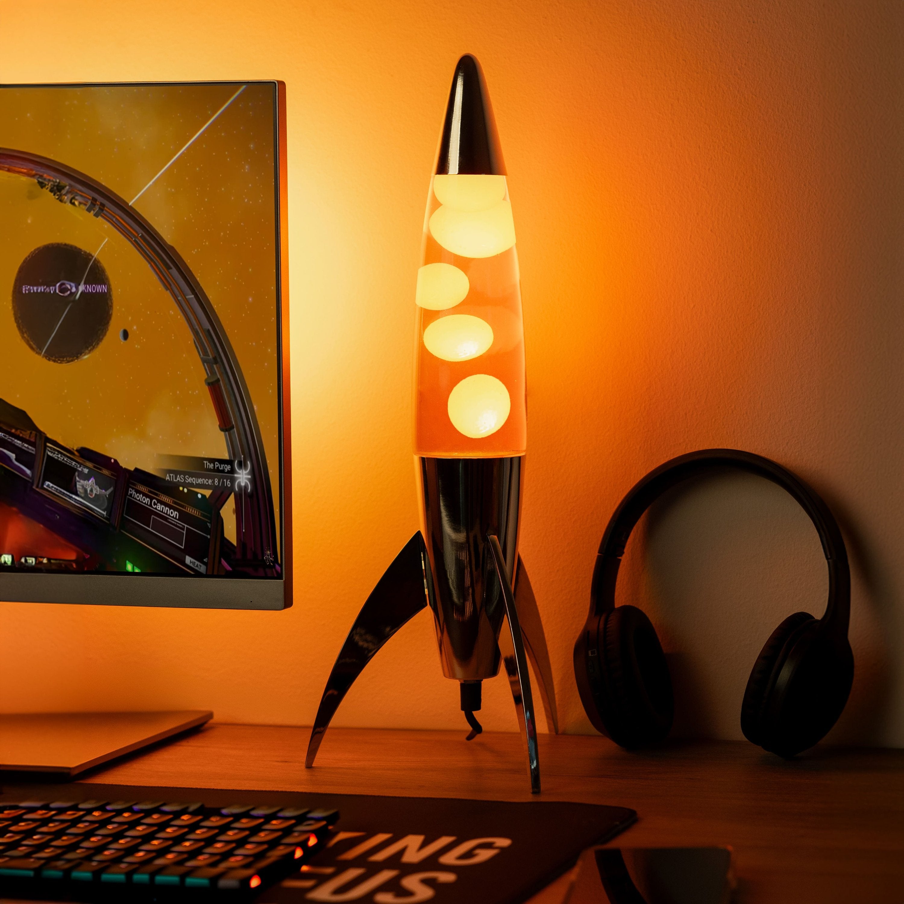 Lámpara de lava rocket naranja