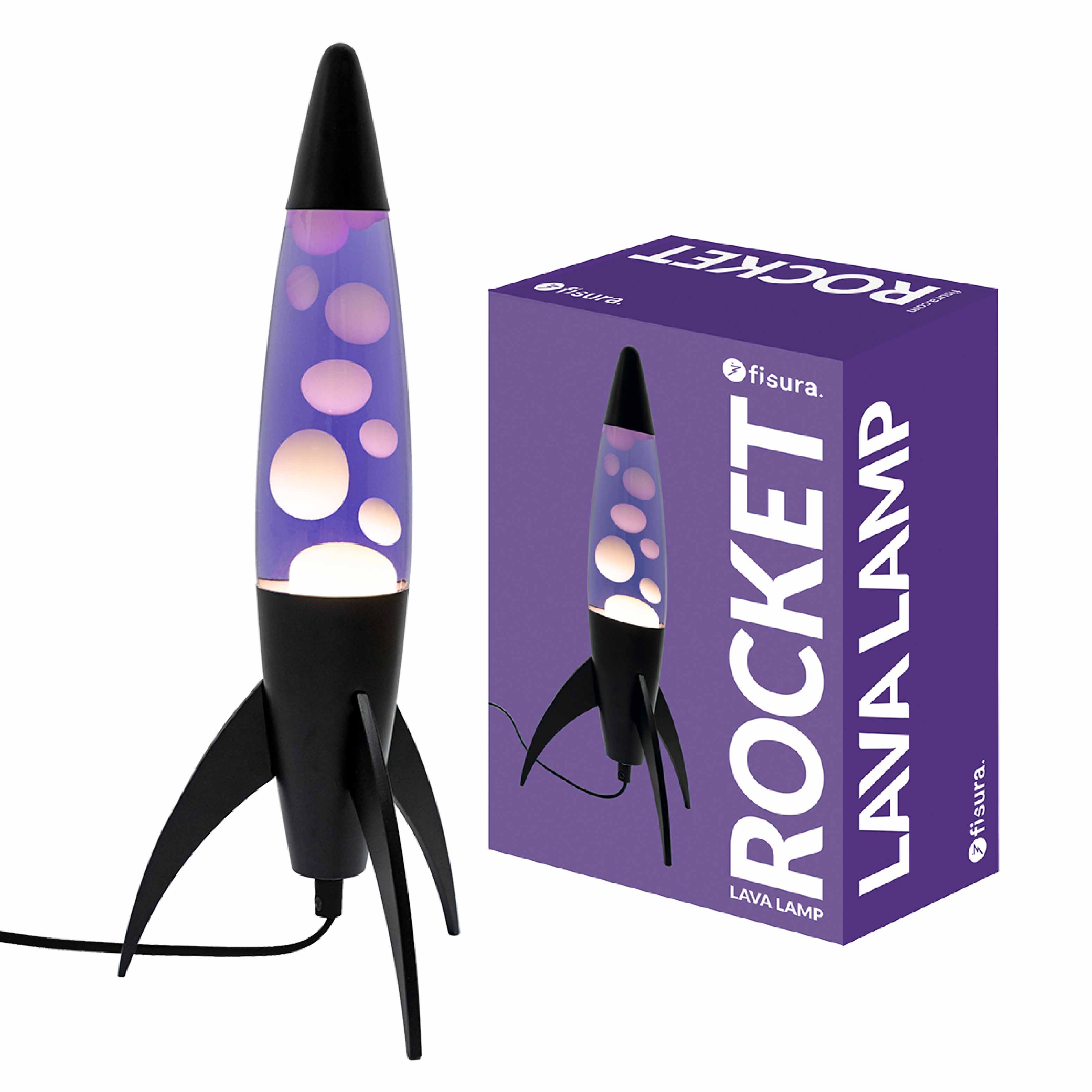 Lámpara de lava rocket morada