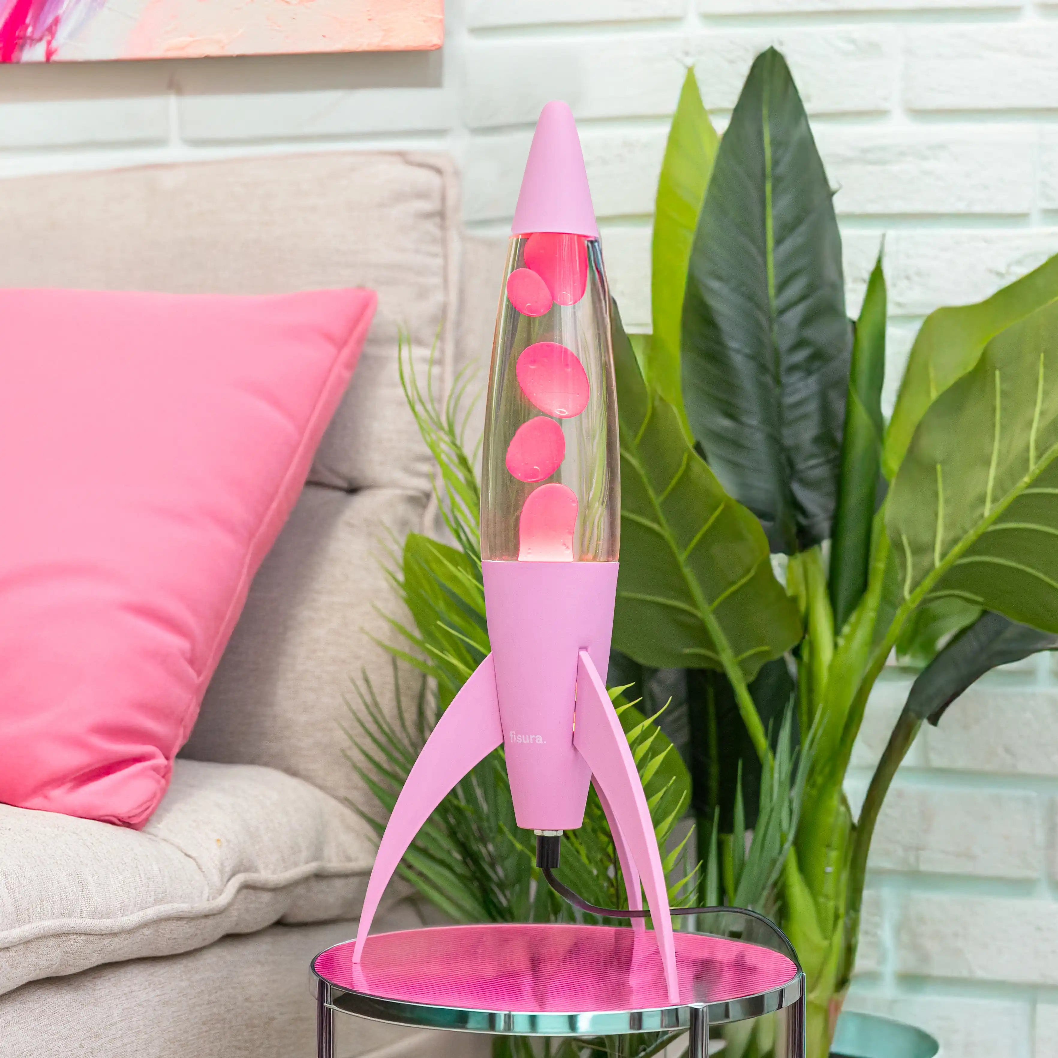 Lámpara de lava rocket rosa