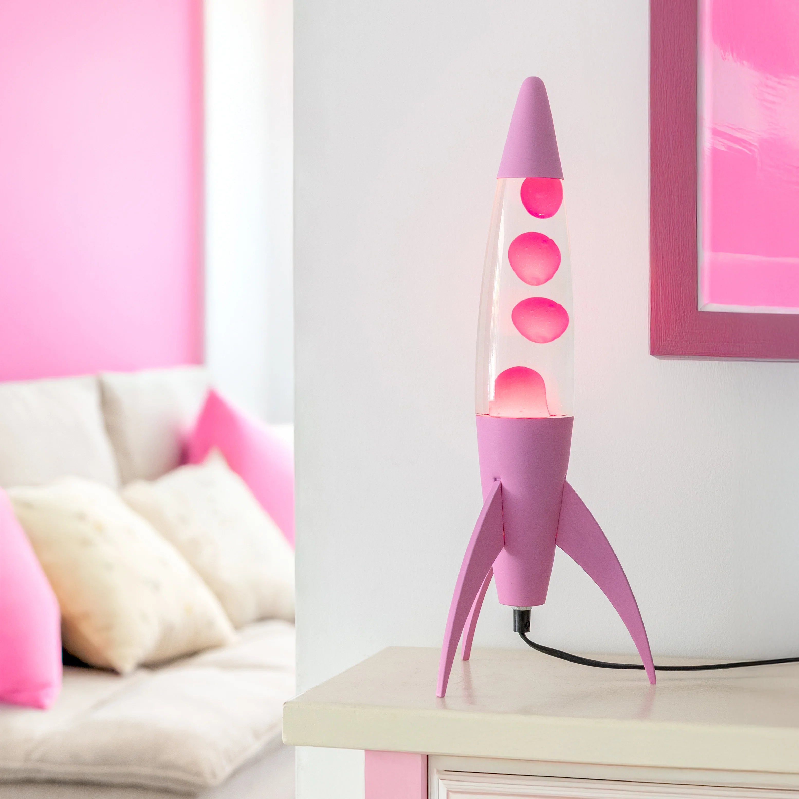 Lámpara de lava rocket rosa