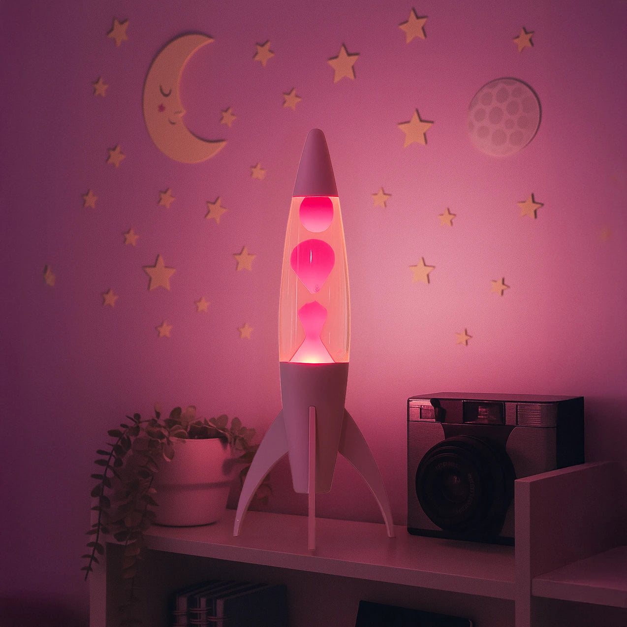 Lámpara de lava rocket rosa