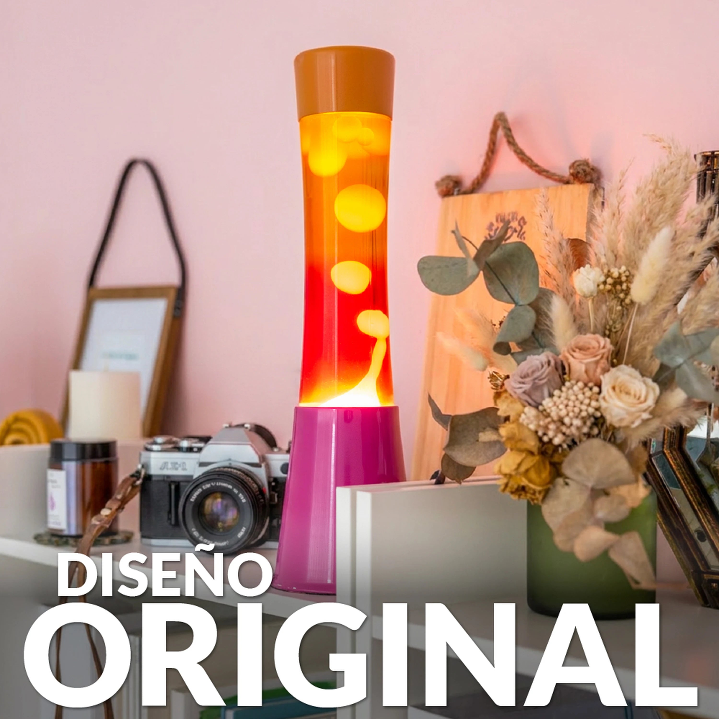 Lámpara de lava degradado rosa y naranja