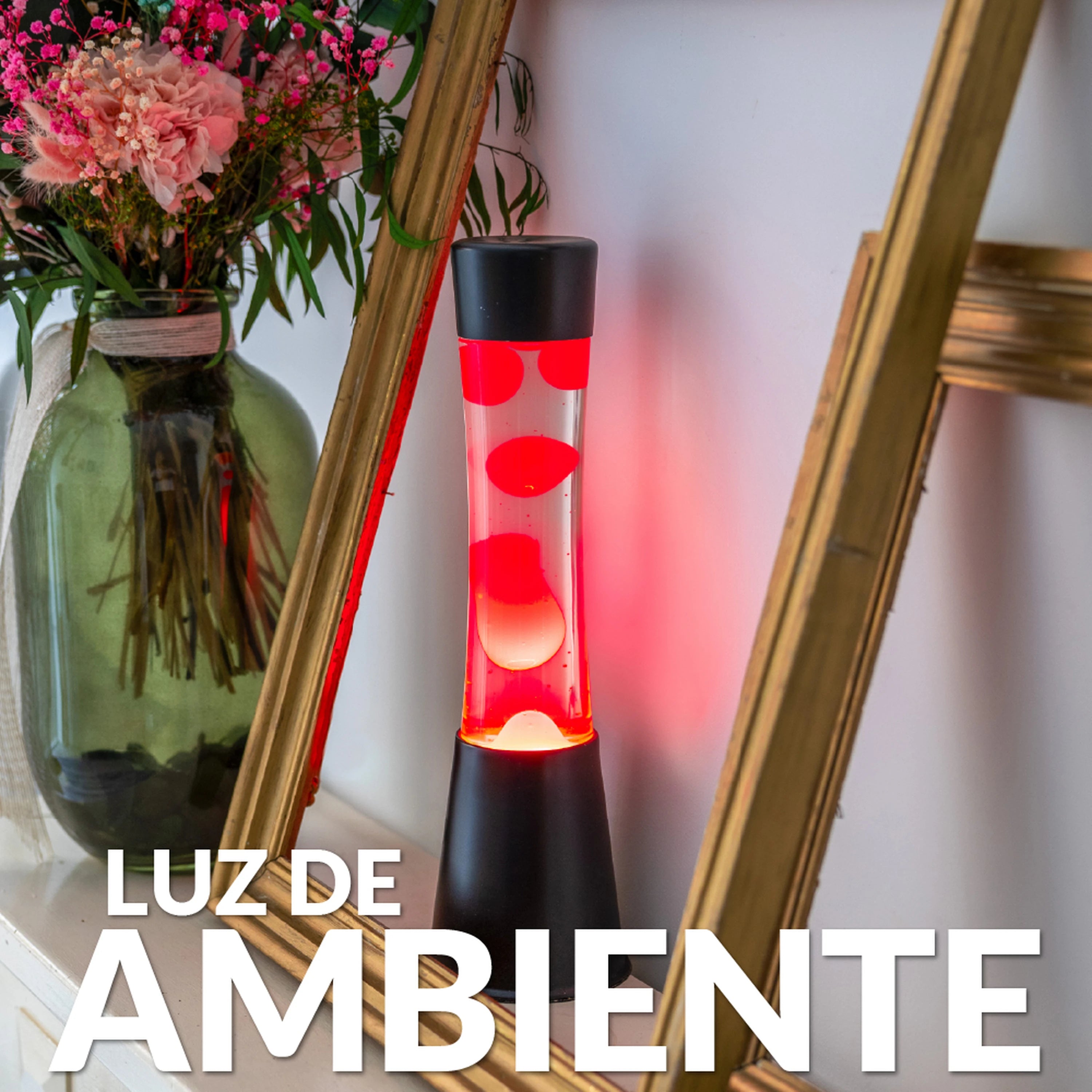 Lámpara de lava roja y negra
