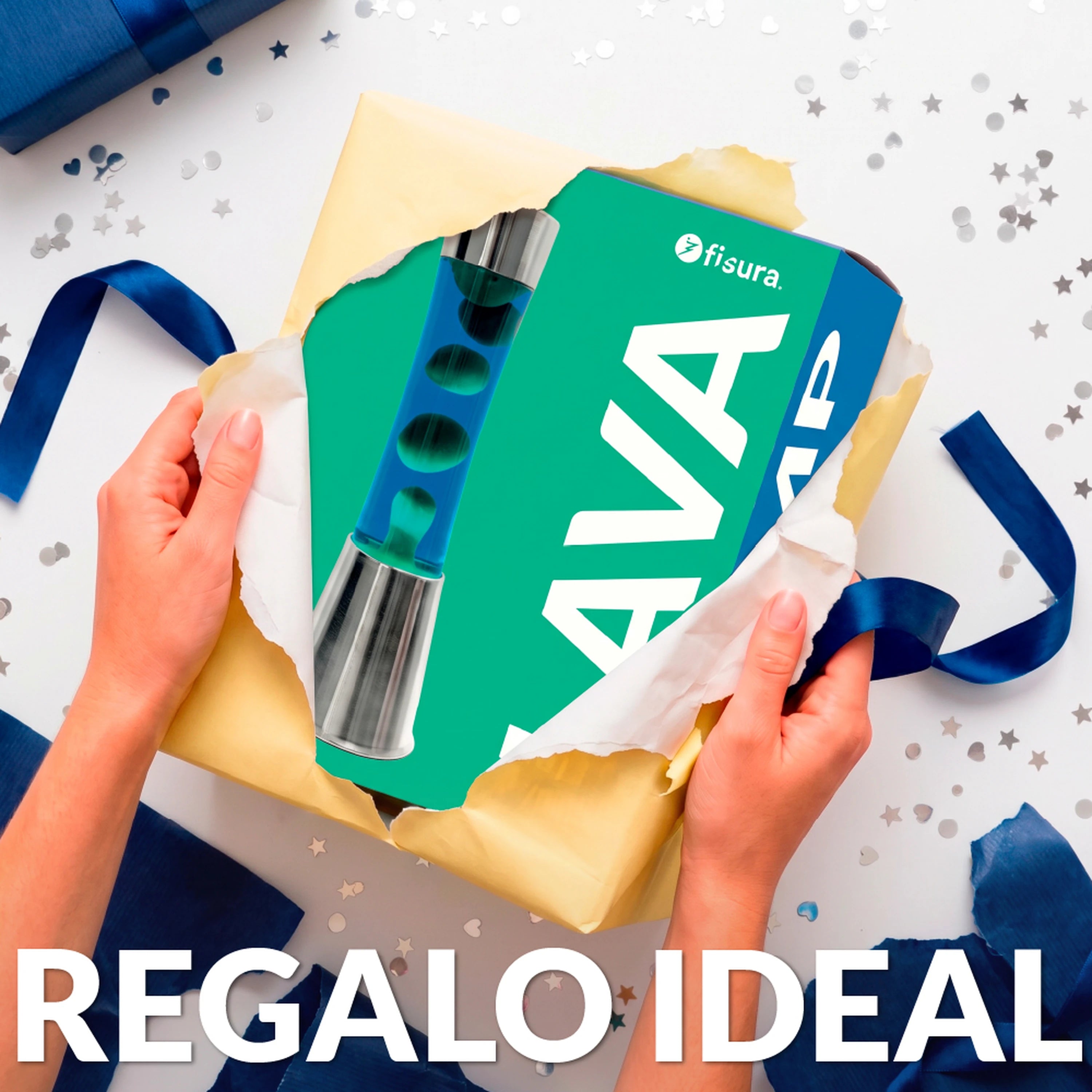 Lámpara de lava verde y azul