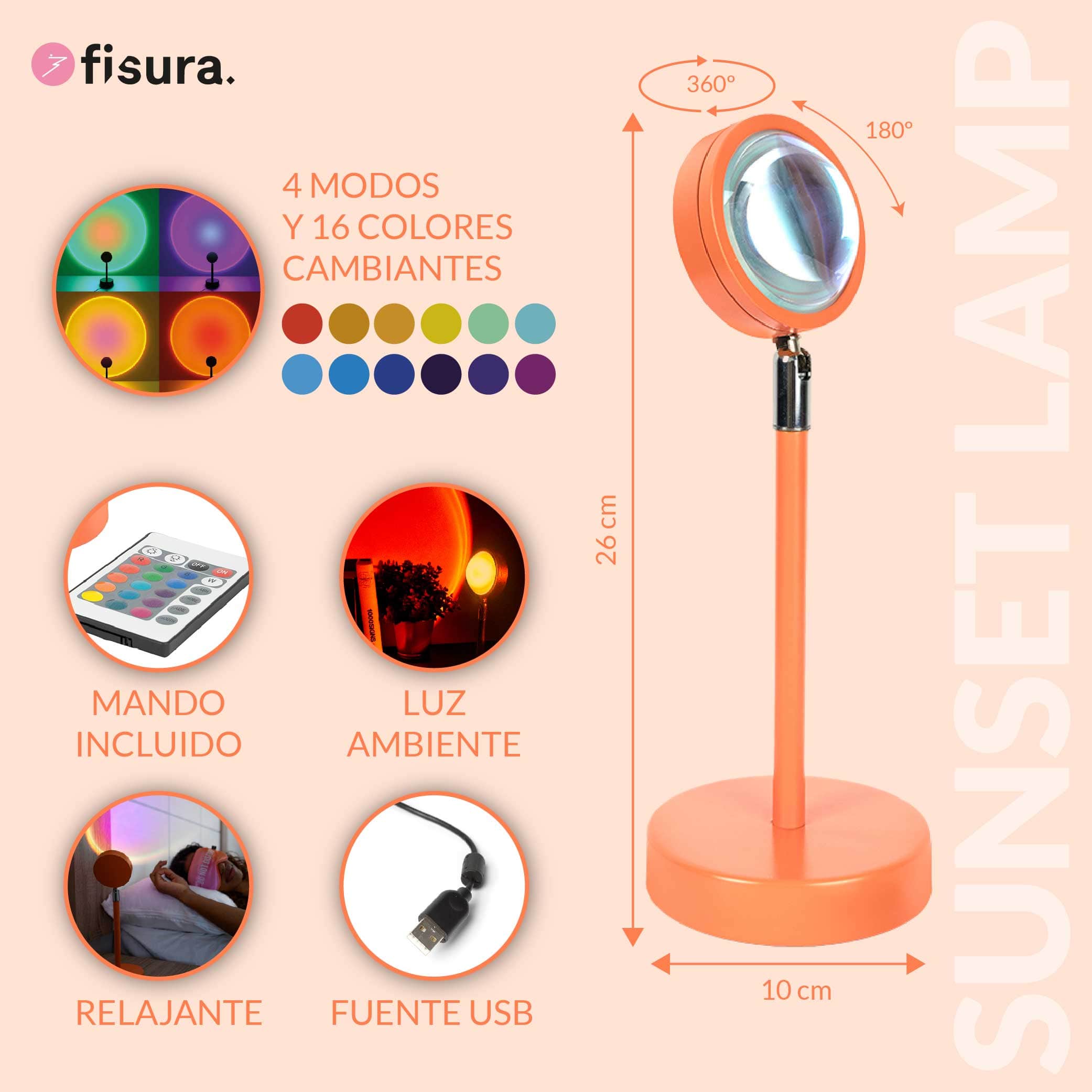 Lámpara de Mesa "Atardecer" naranja