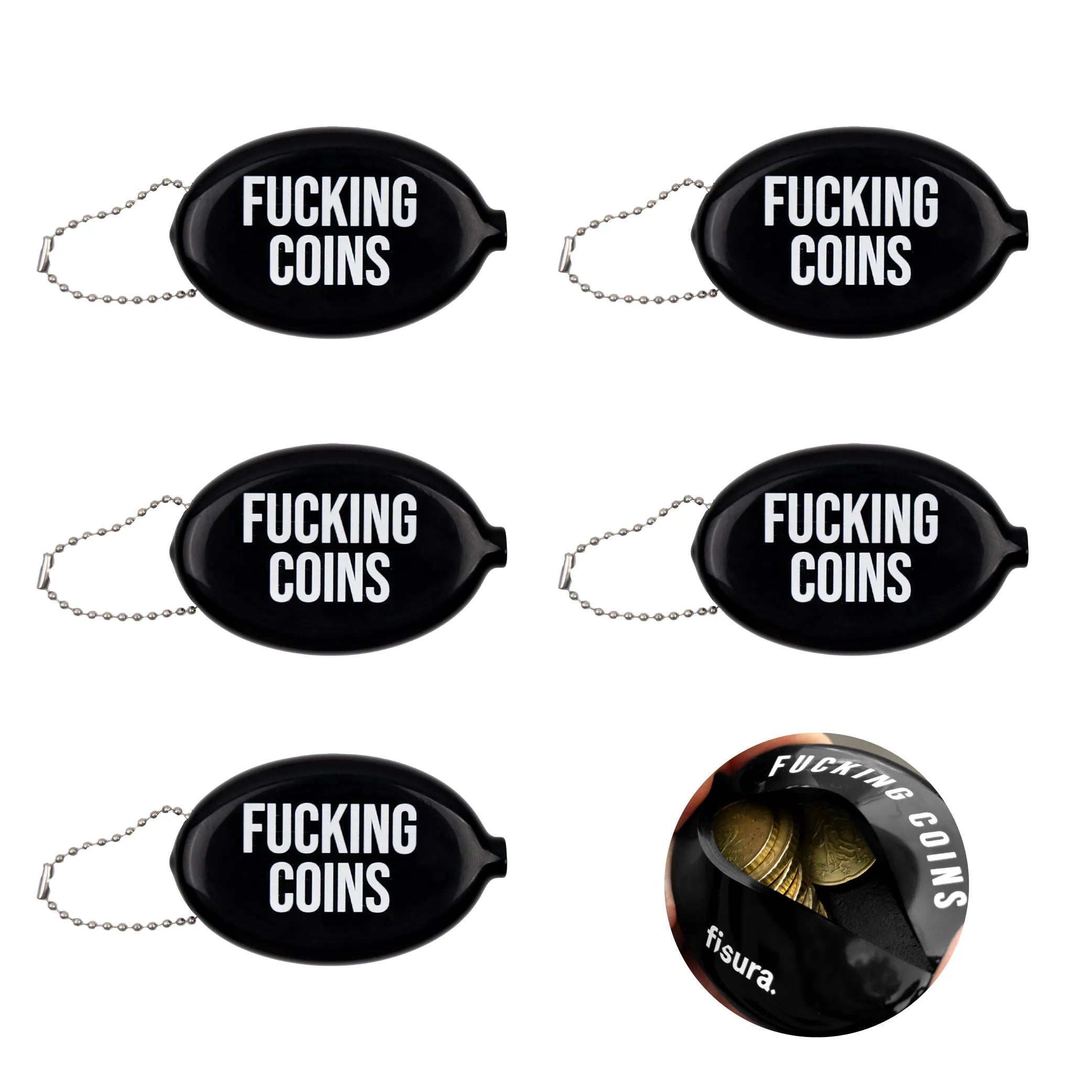 Monedero retro "Fucking coins" set de 5