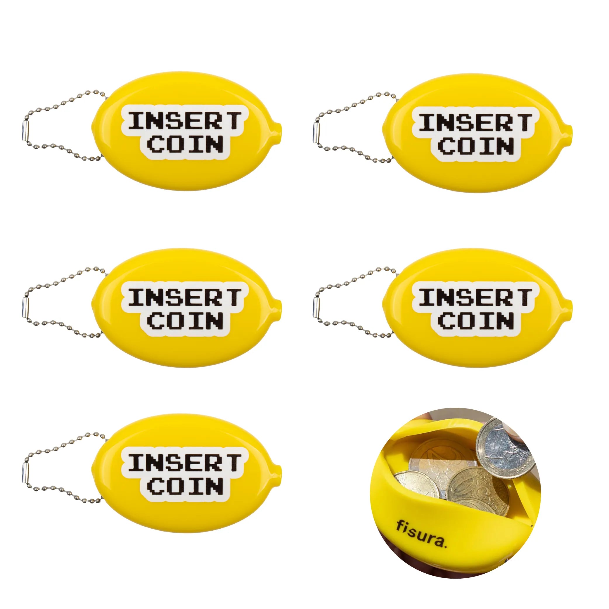 Monedero retro "Insert coin" set de 5