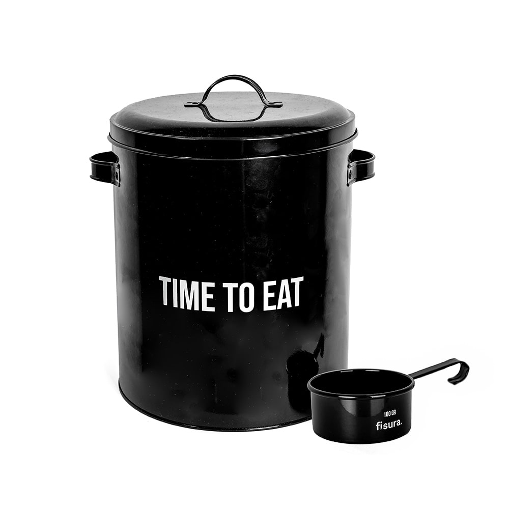 Caja para comida de mascotas “time to eat” negra