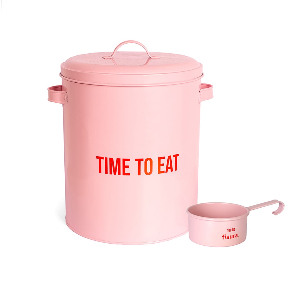 Caja para comida de mascotas “time to eat” rosa
