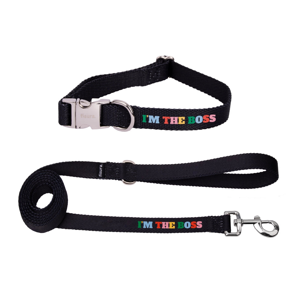 Pack de collar y correa "I’m the boss" S