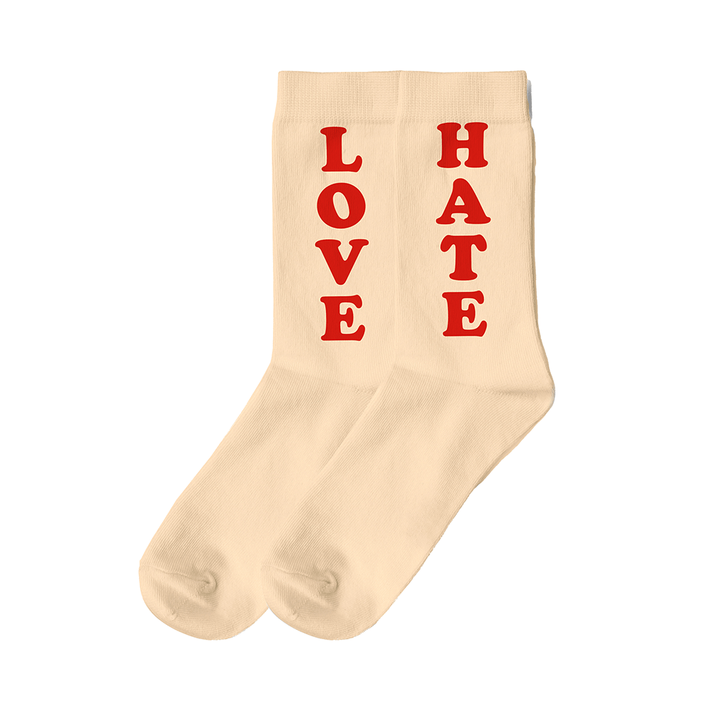 Par de calcetines Unisex "Love & Hate" Beige