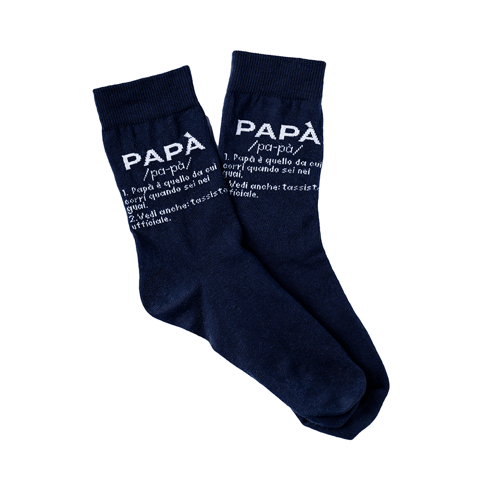 Par de calcetines chico “Papà” azul - Italiano