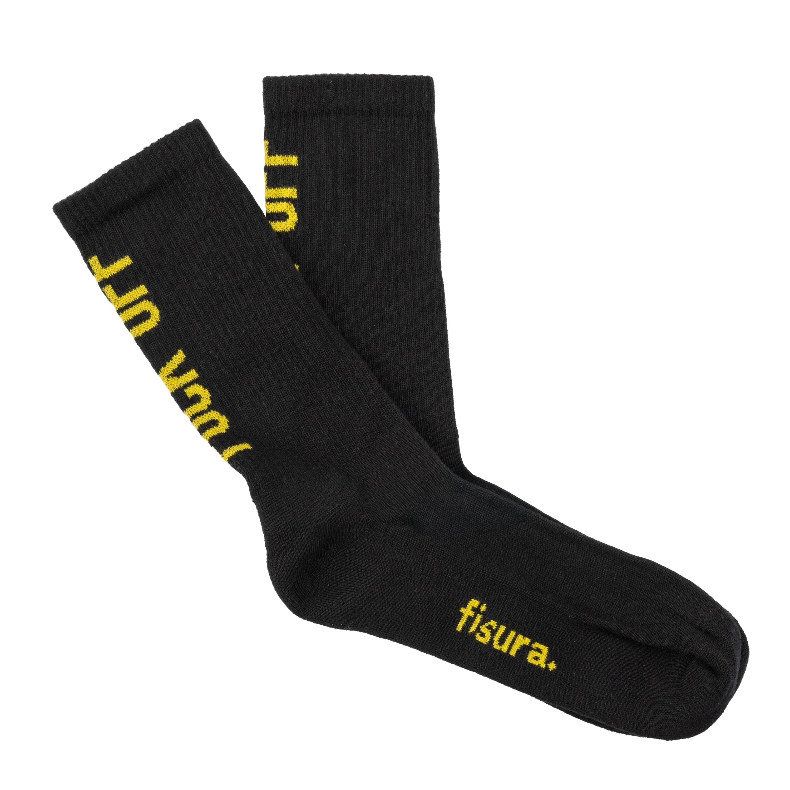 Calcetines Unisex “Fuck off" negro y amarillo