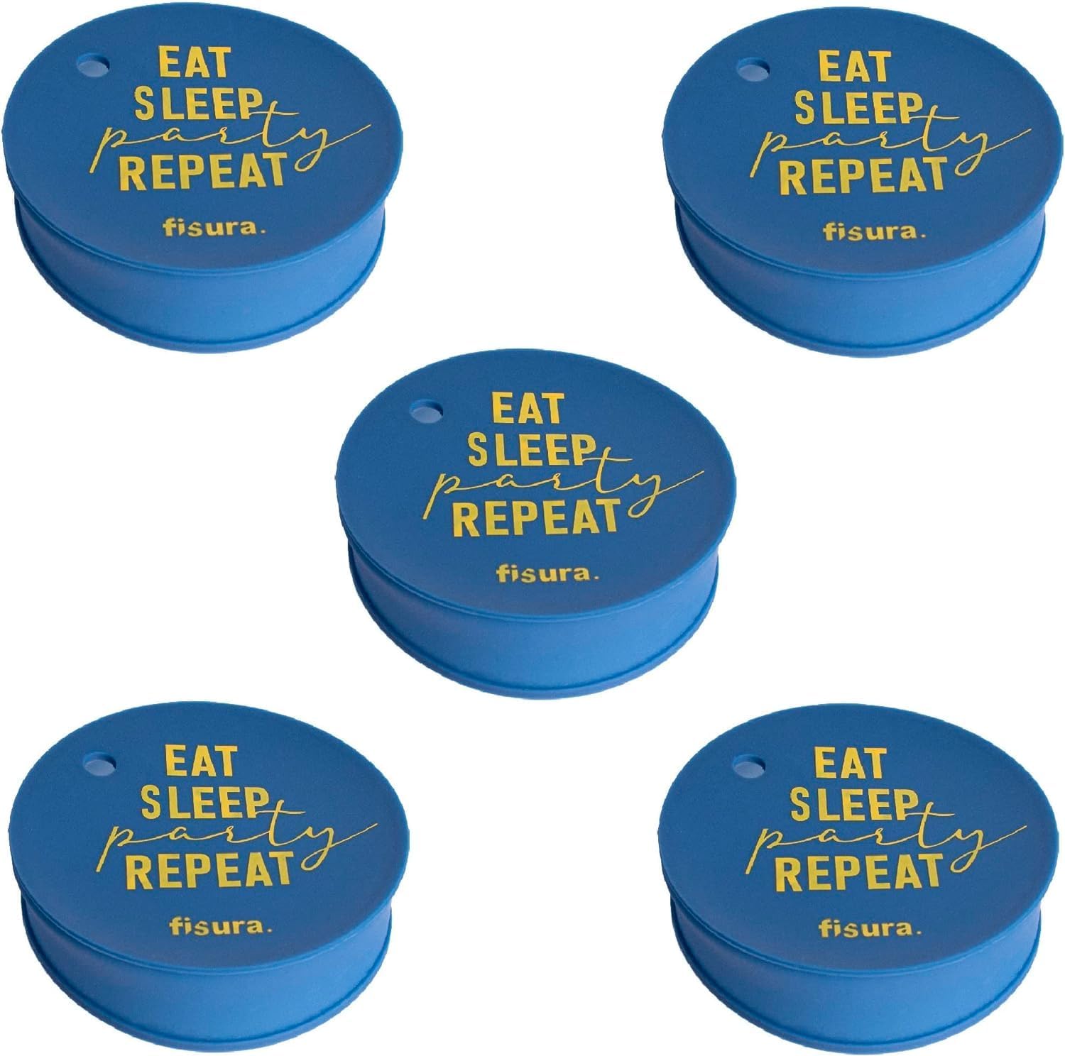 Tapa vasos antidroga “Eat, Sleep, Party, Repeat” 5 unidades