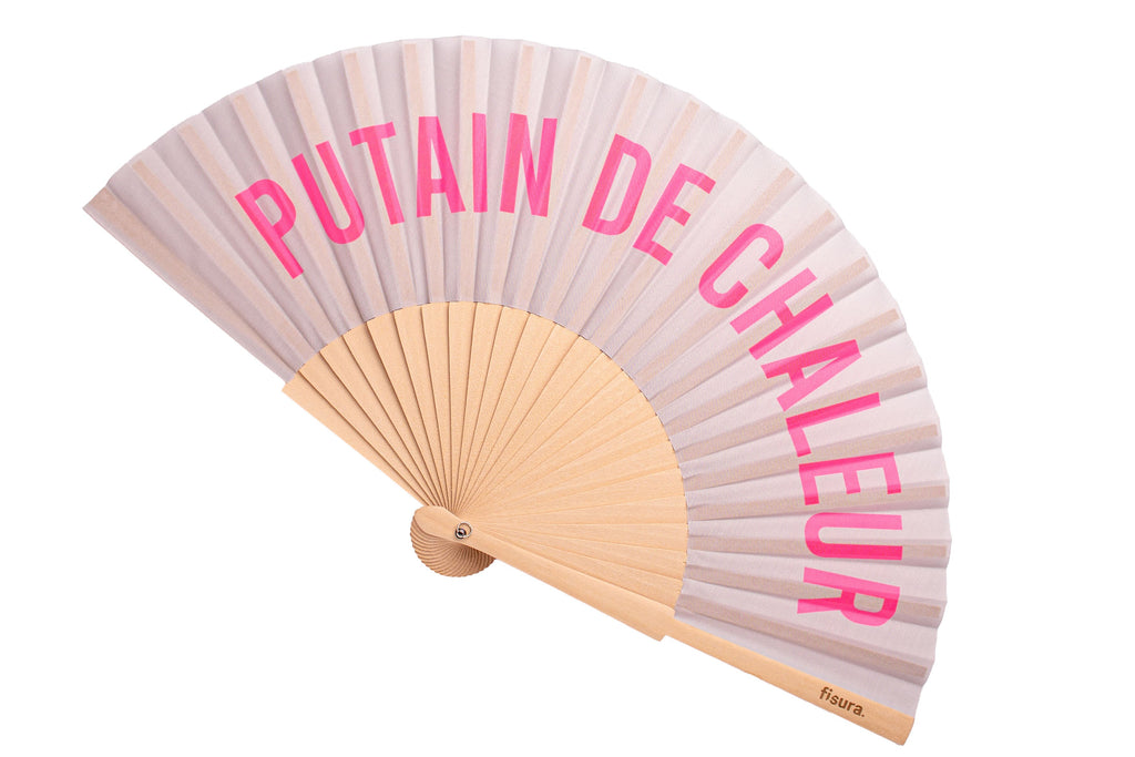 Abanico "Putain de chaleur" gris