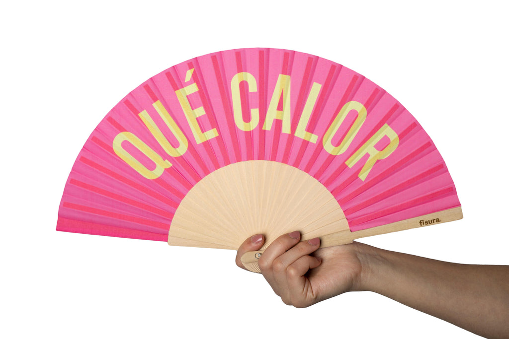Abanico "Qué calor" rosa