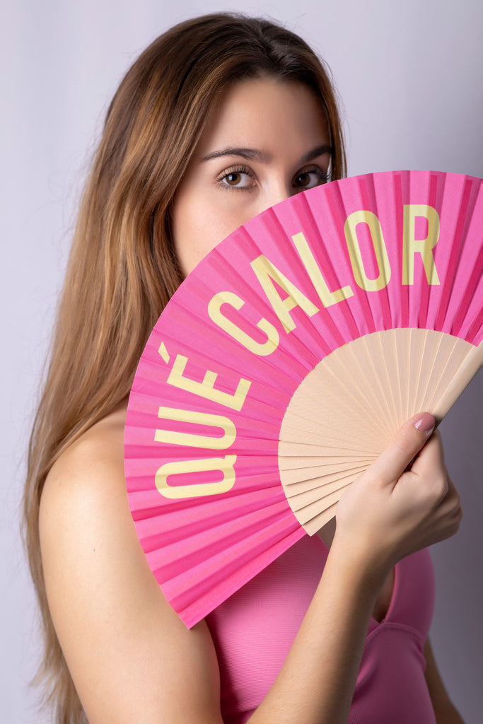 Abanico "Qué calor" rosa