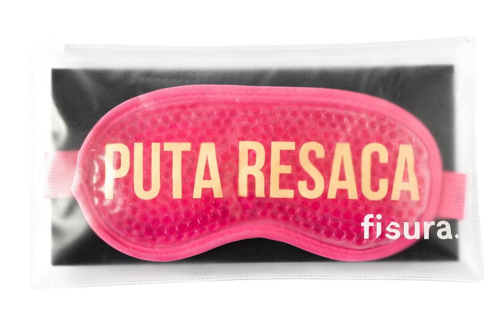 Antifaz de gel “Puta resaca” rosa
