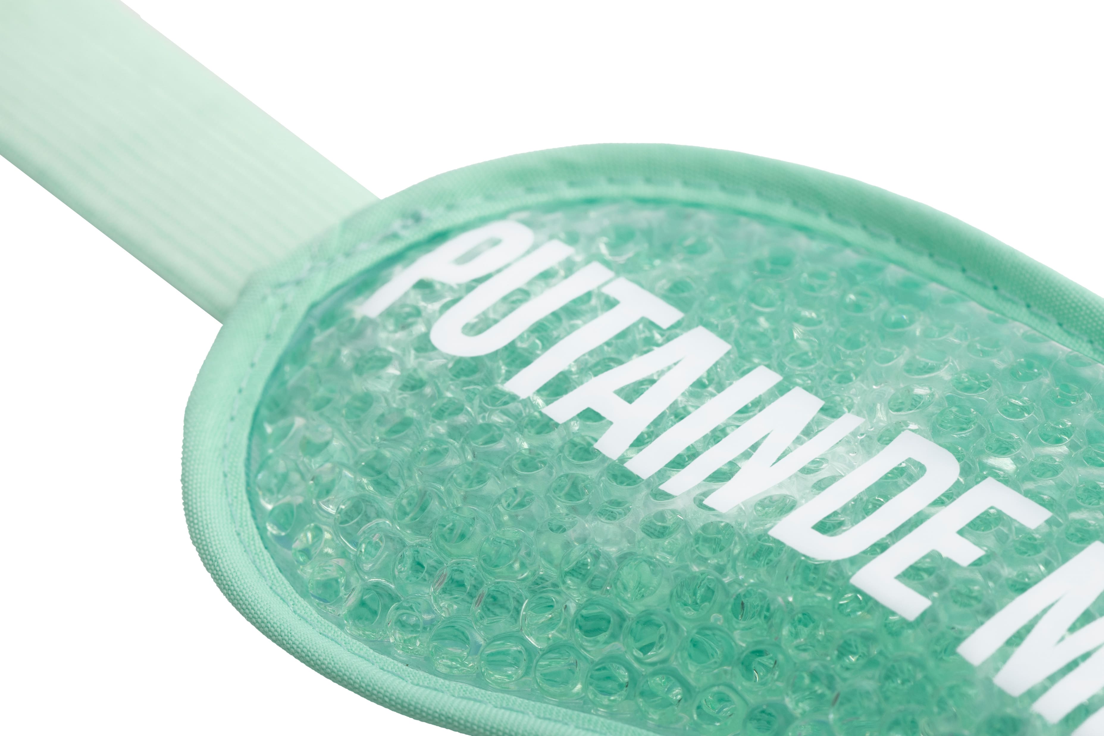 Antifaz de gel “Putain de migraine” verde menta